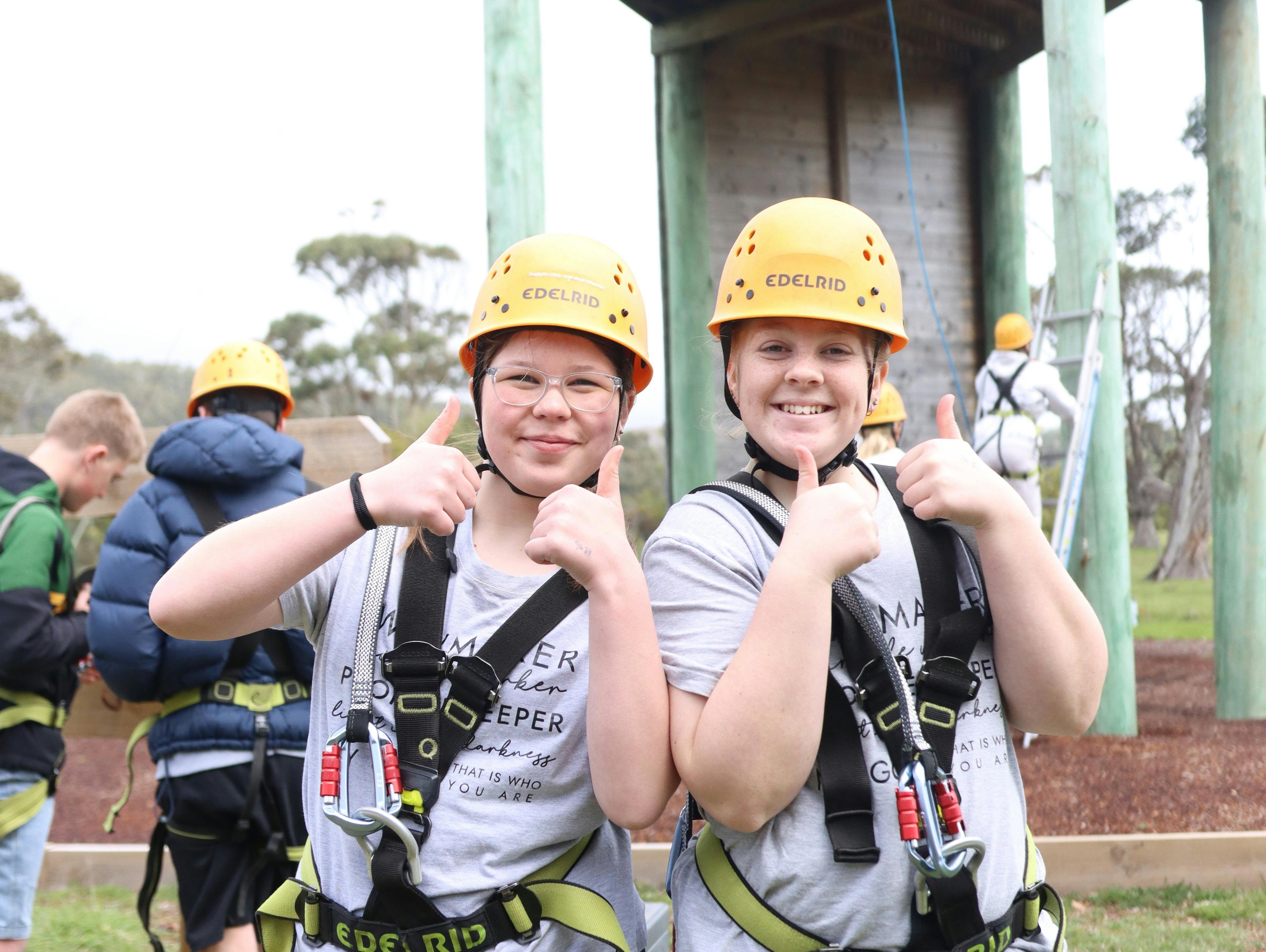 Zip lines, tower, Ready set go girls