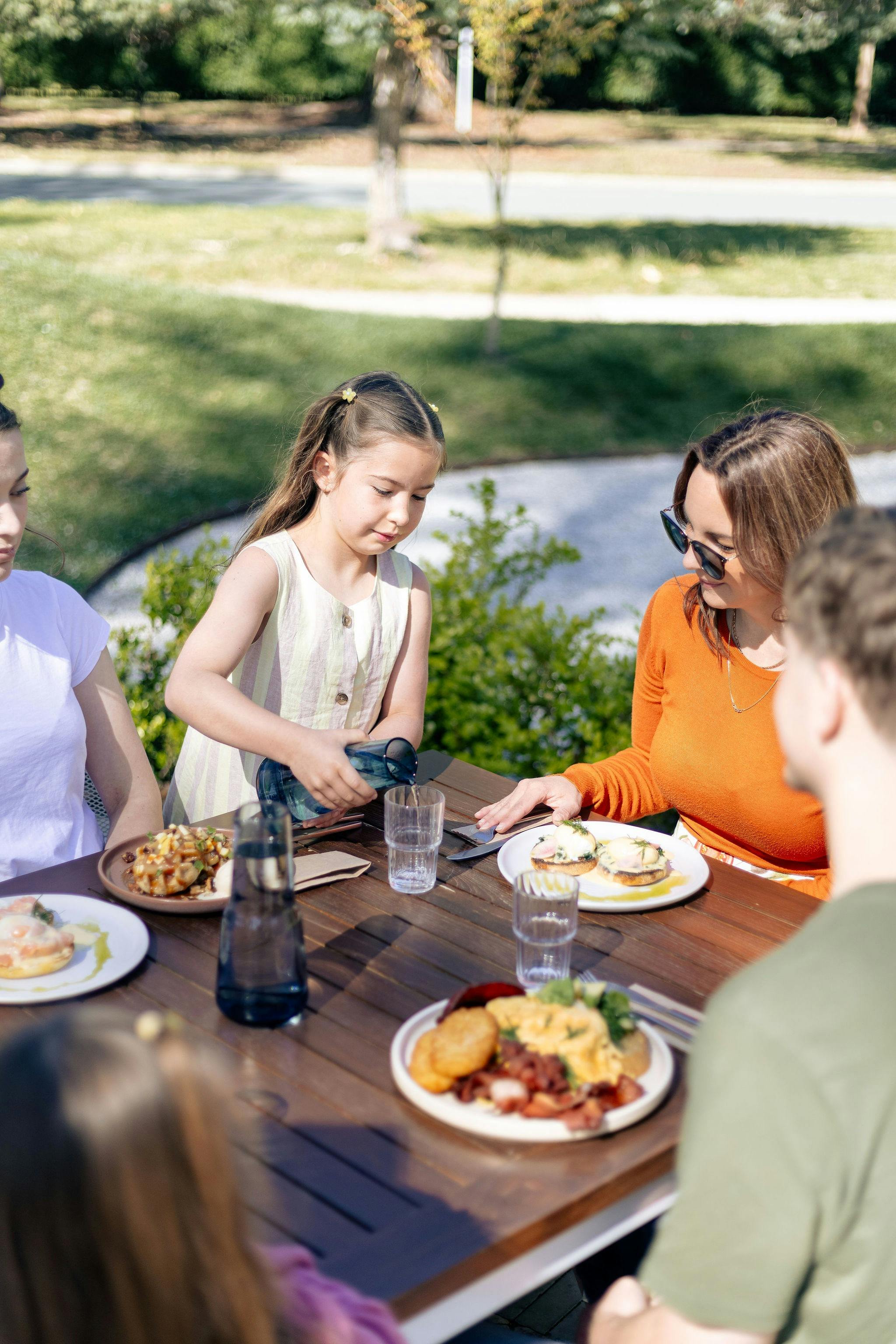 Family eating breakfast