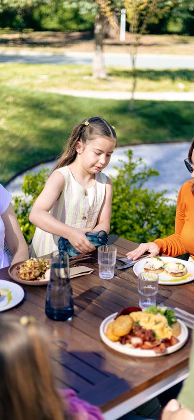 Family eating breakfast