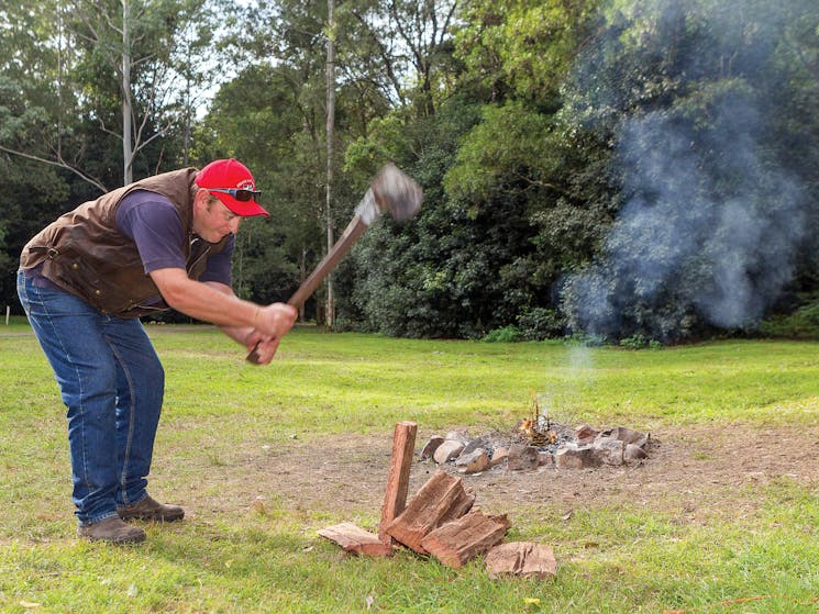 Building a campfire in Chichester State Forest - Telegherry River