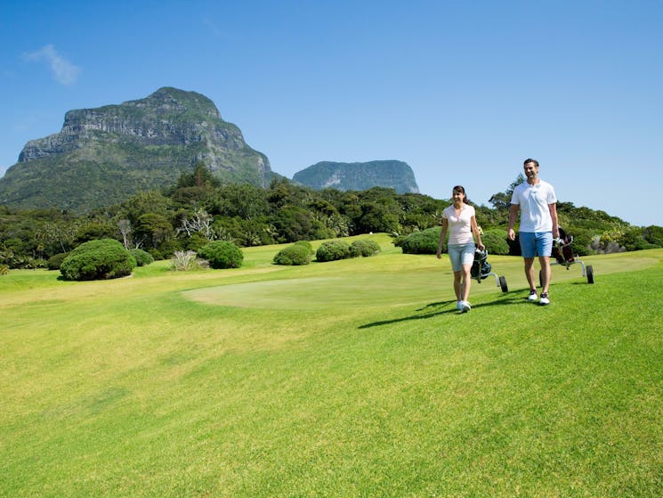 Couple enjoying a round of golf at Lord Howe Island Golf Course