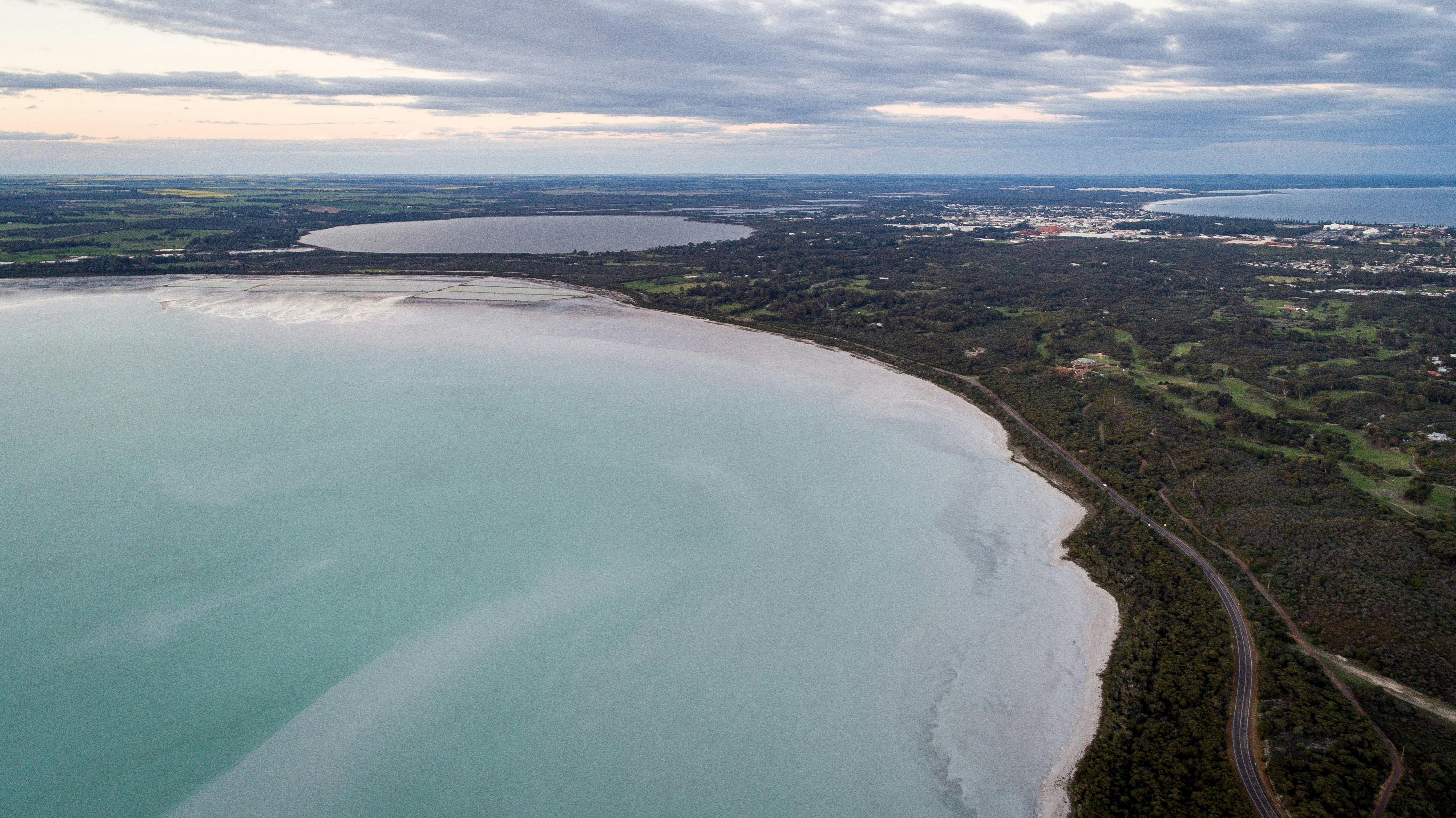 large salt lake drone shot