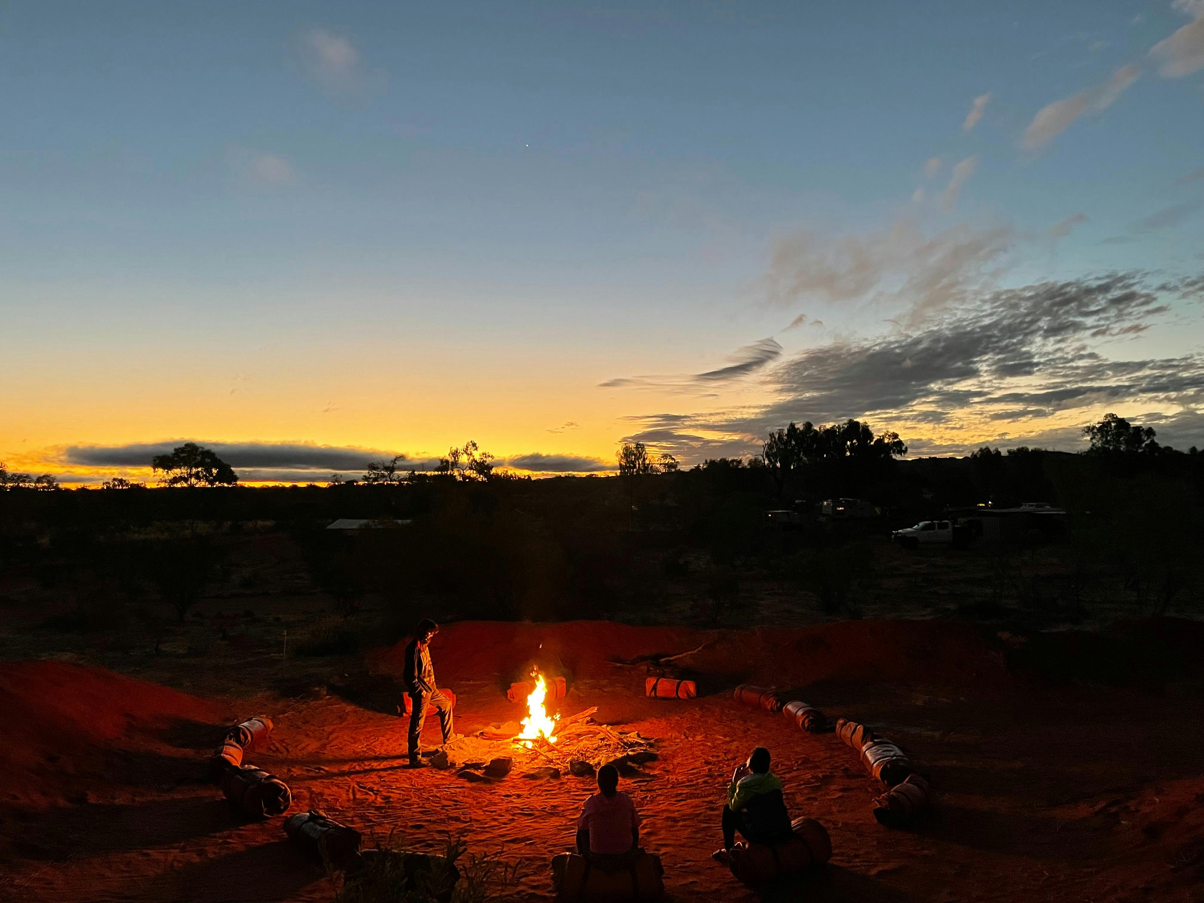 Campfire at sunset