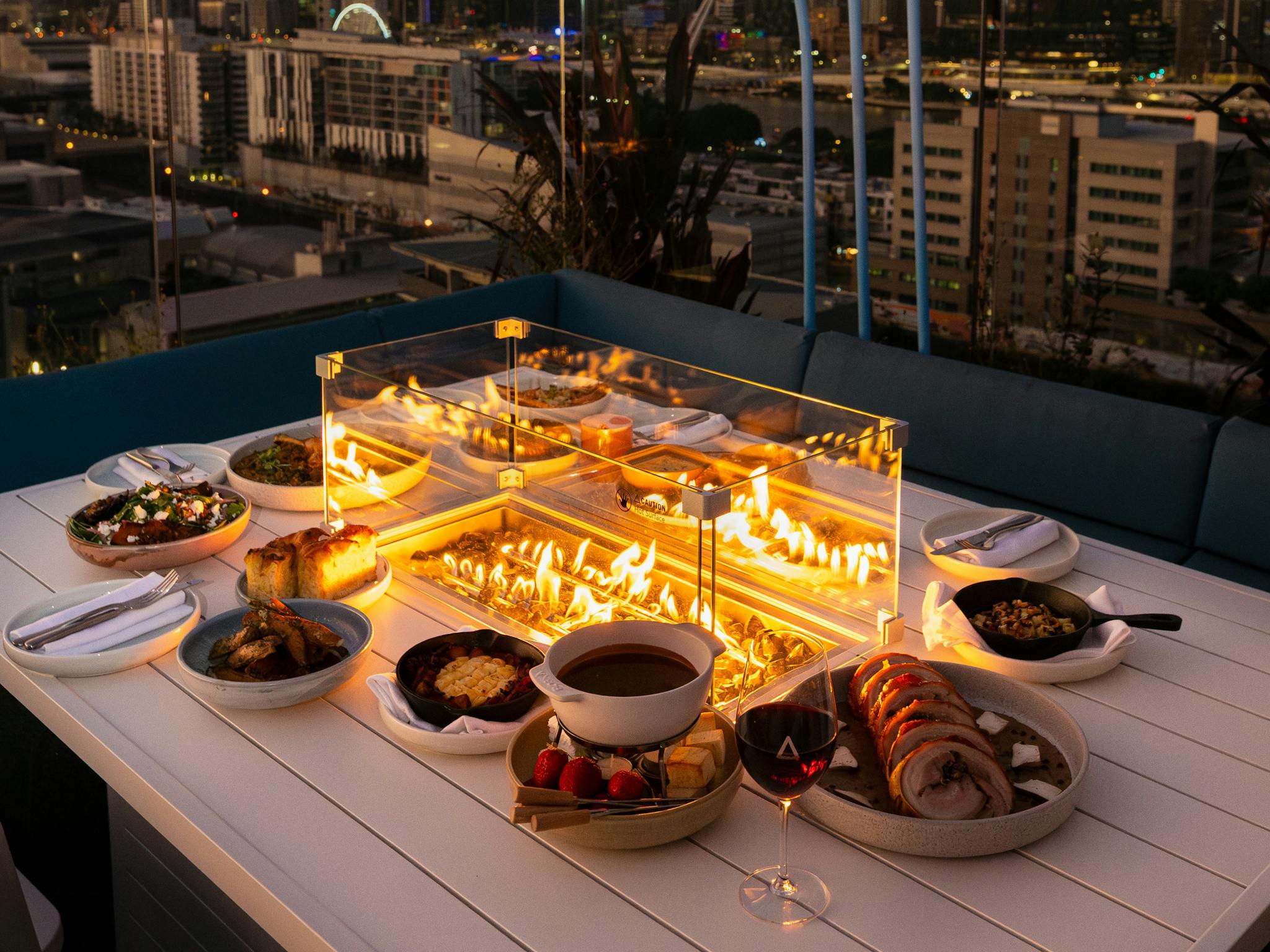 Firepit overlooking the brisbane city skyline Firepit overlooking the brisbane city skyline