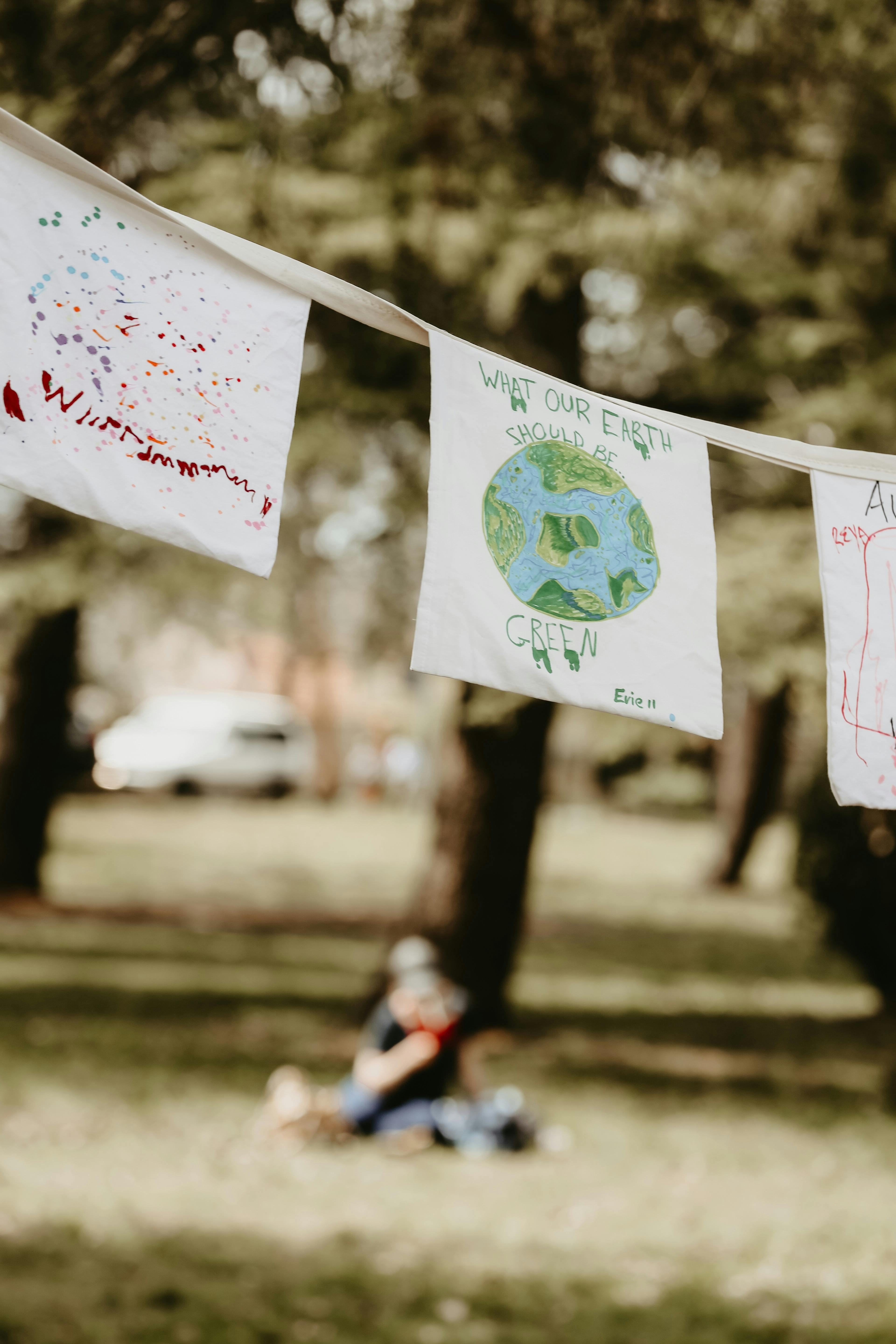 Flags for the future created by kids at the Haig Park Village Markets