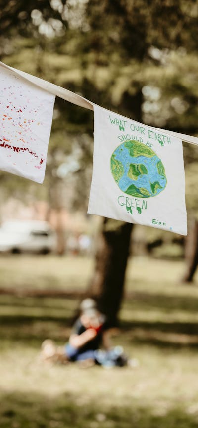 Flags for the future created by kids at the Haig Park Village Markets