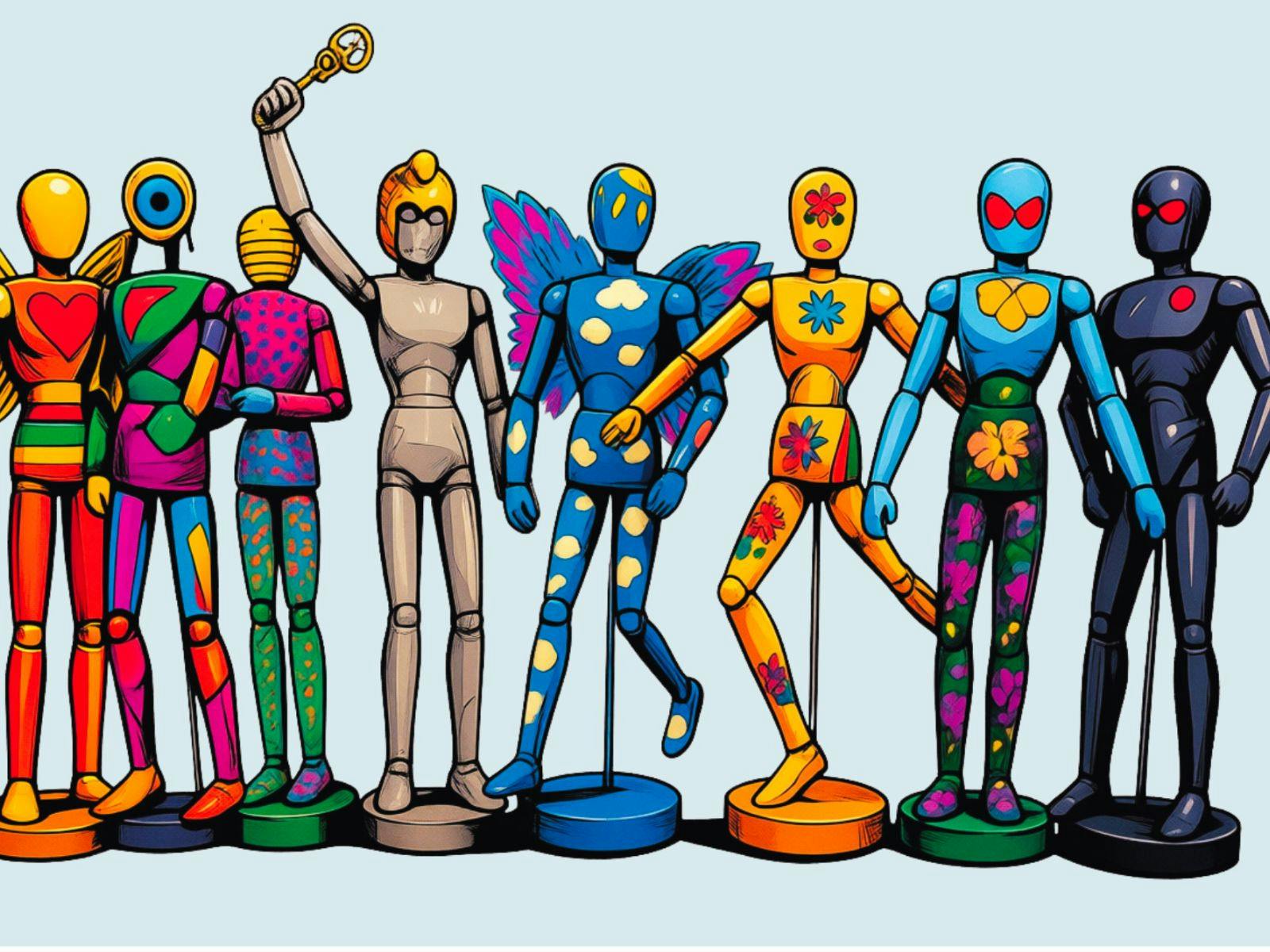 Colourful mannikins