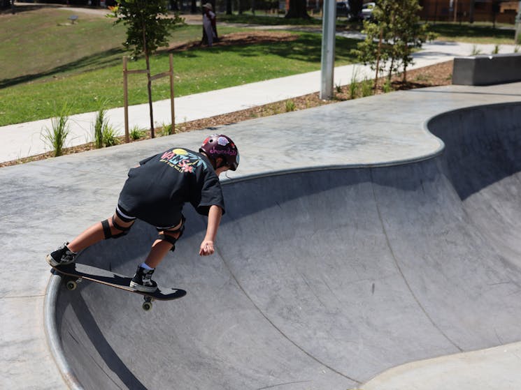 Boy skatboarding at Olds Park