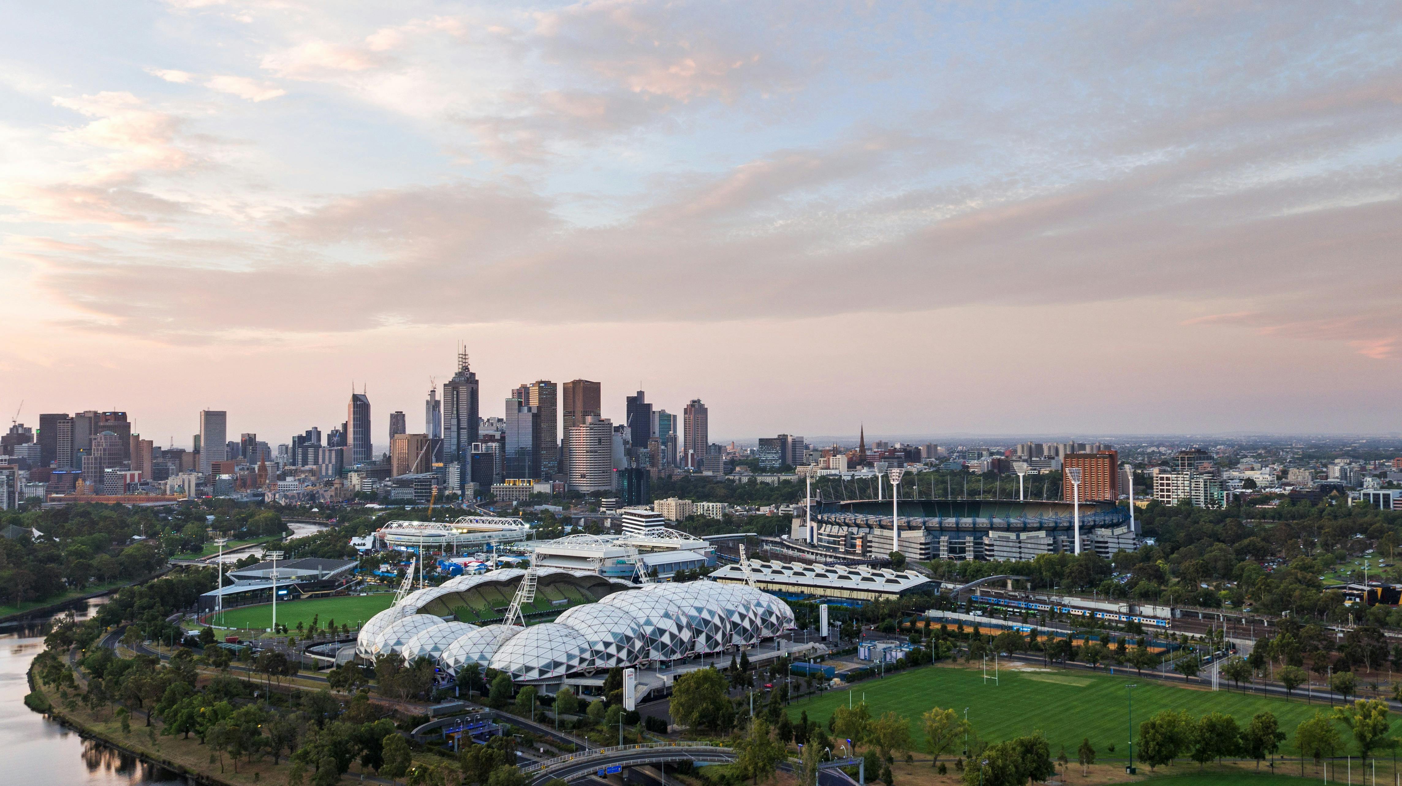 Sunset on Melbourne's city syline