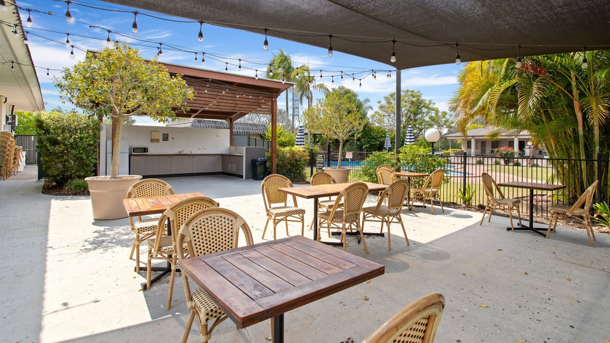bbq poolside shaded dining