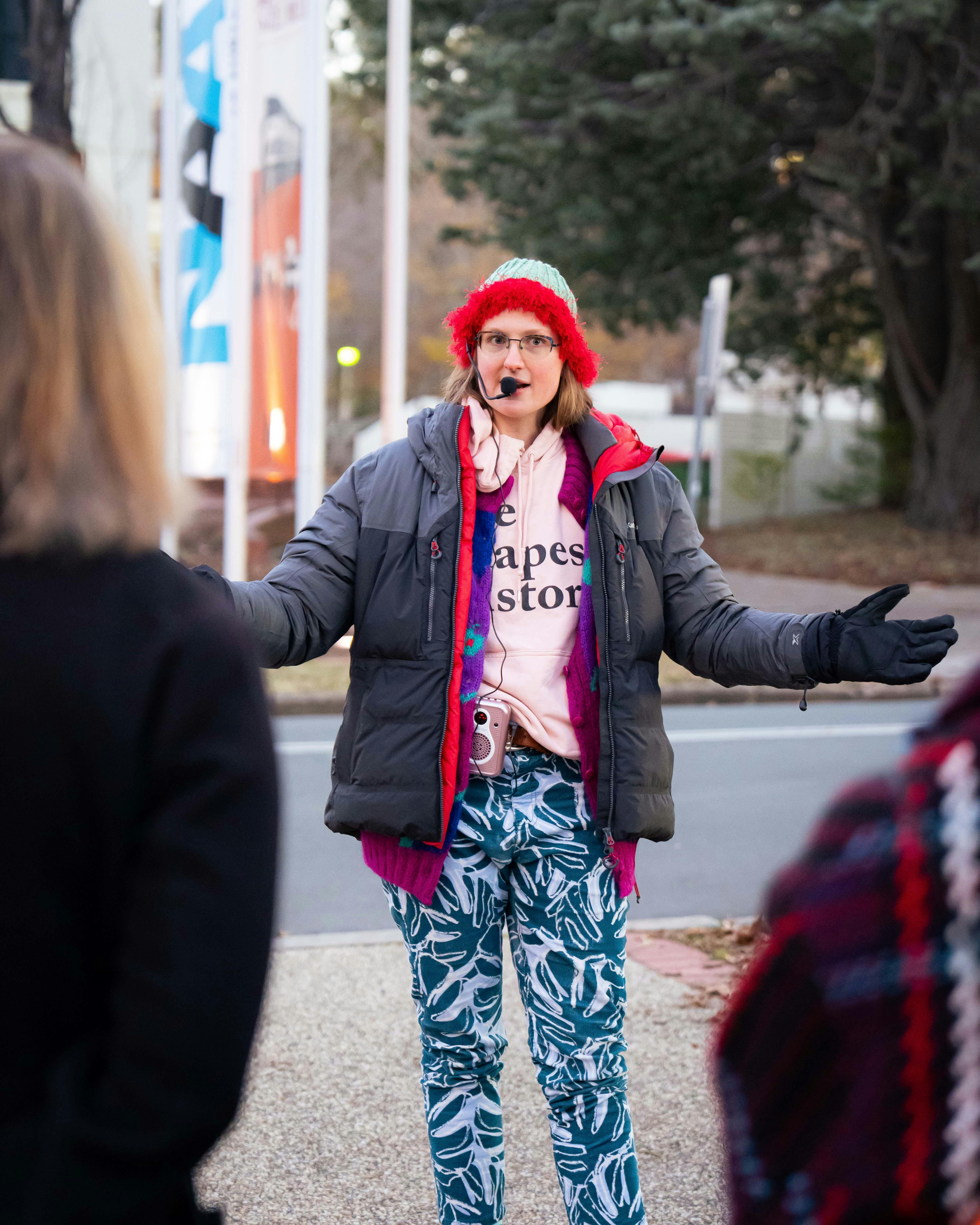 Local guide in Canberra walking with group