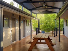 Single rooms and shared deck