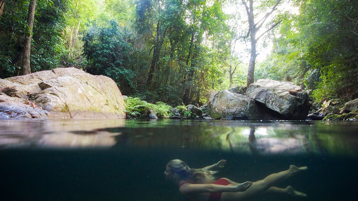 Woman swimming at Stoney Creek