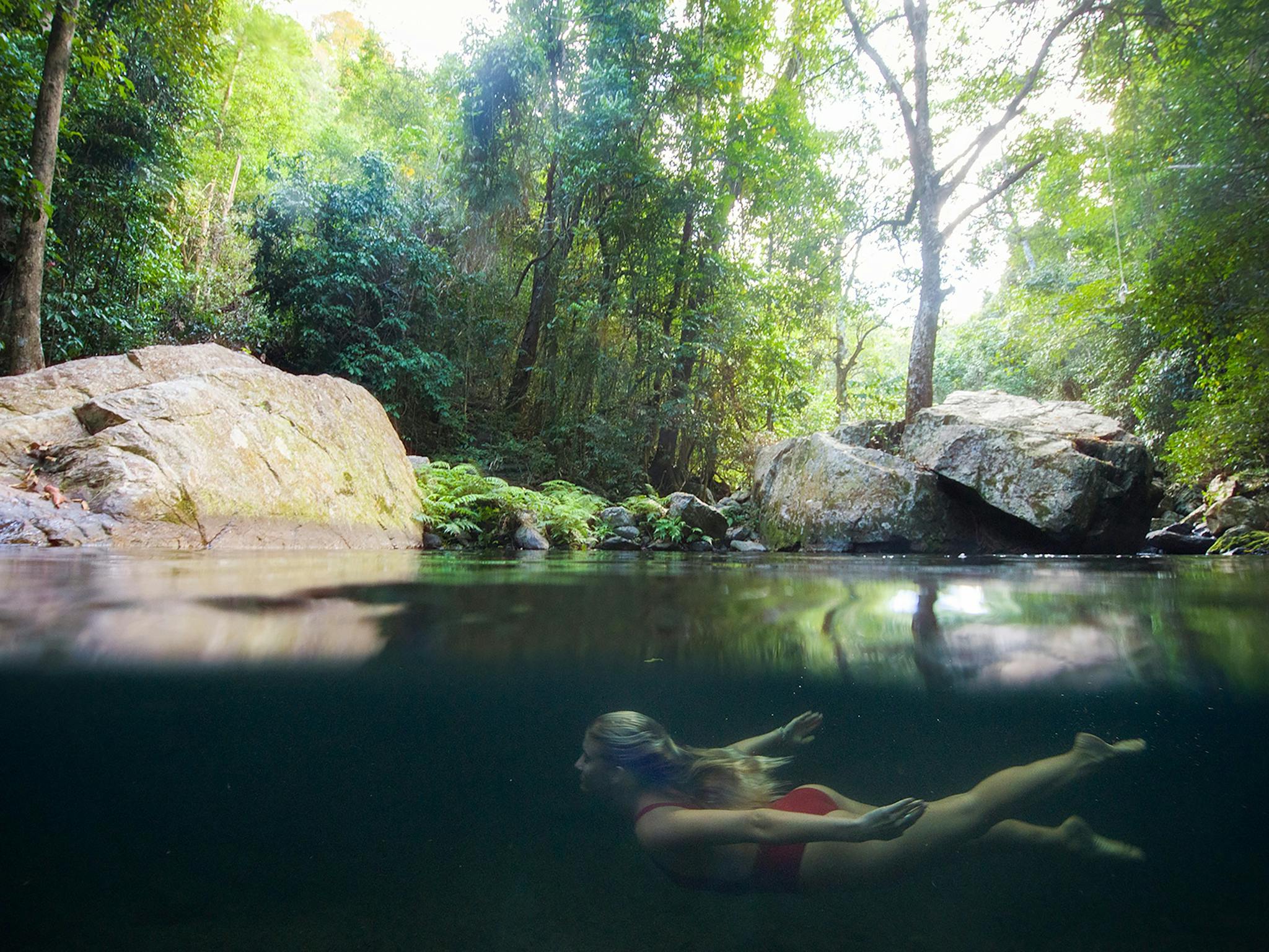 Woman swimming at Stoney Creek Woman swimming at Stoney Creek