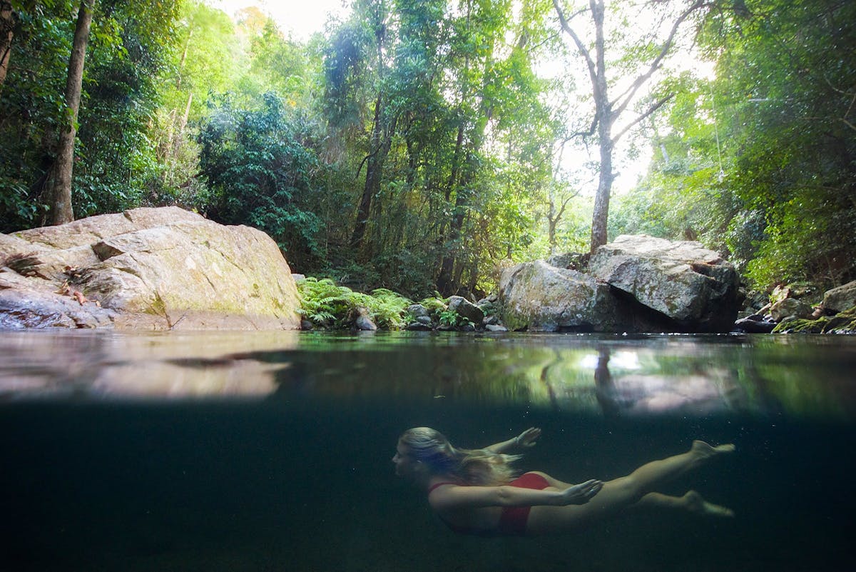 Woman swimming at Stoney Creek