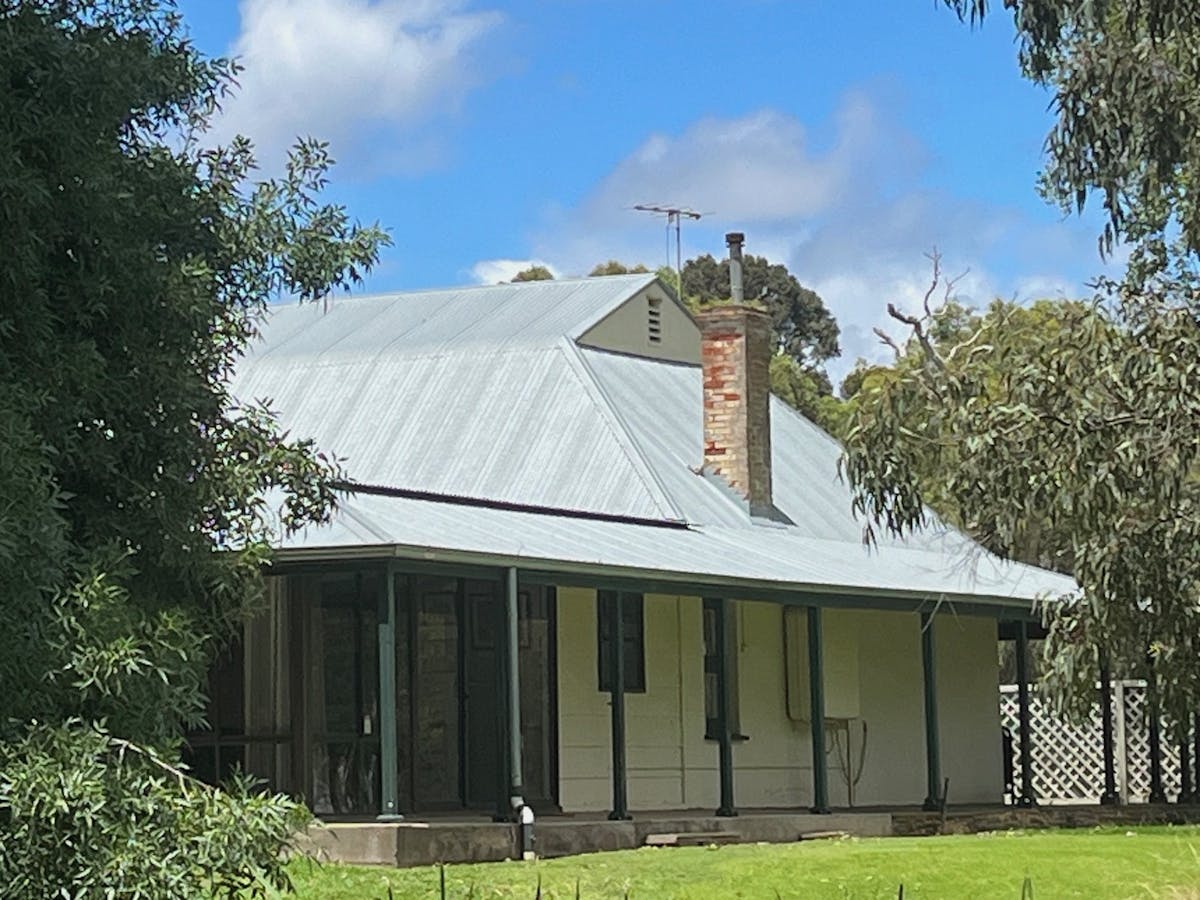 Waverley Park Homestead framed by trees