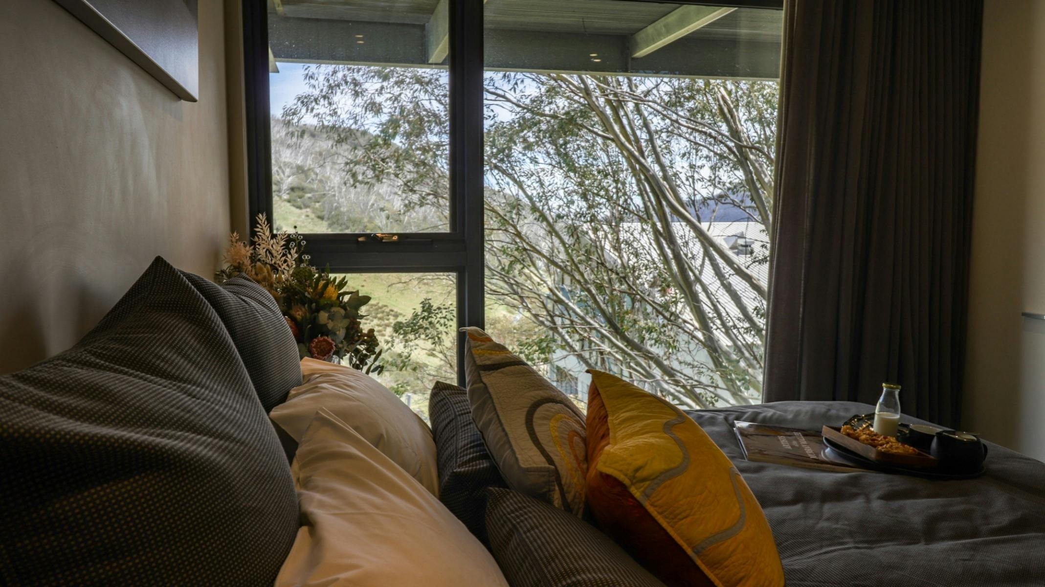 The view that can be seen from the bed in the International Room