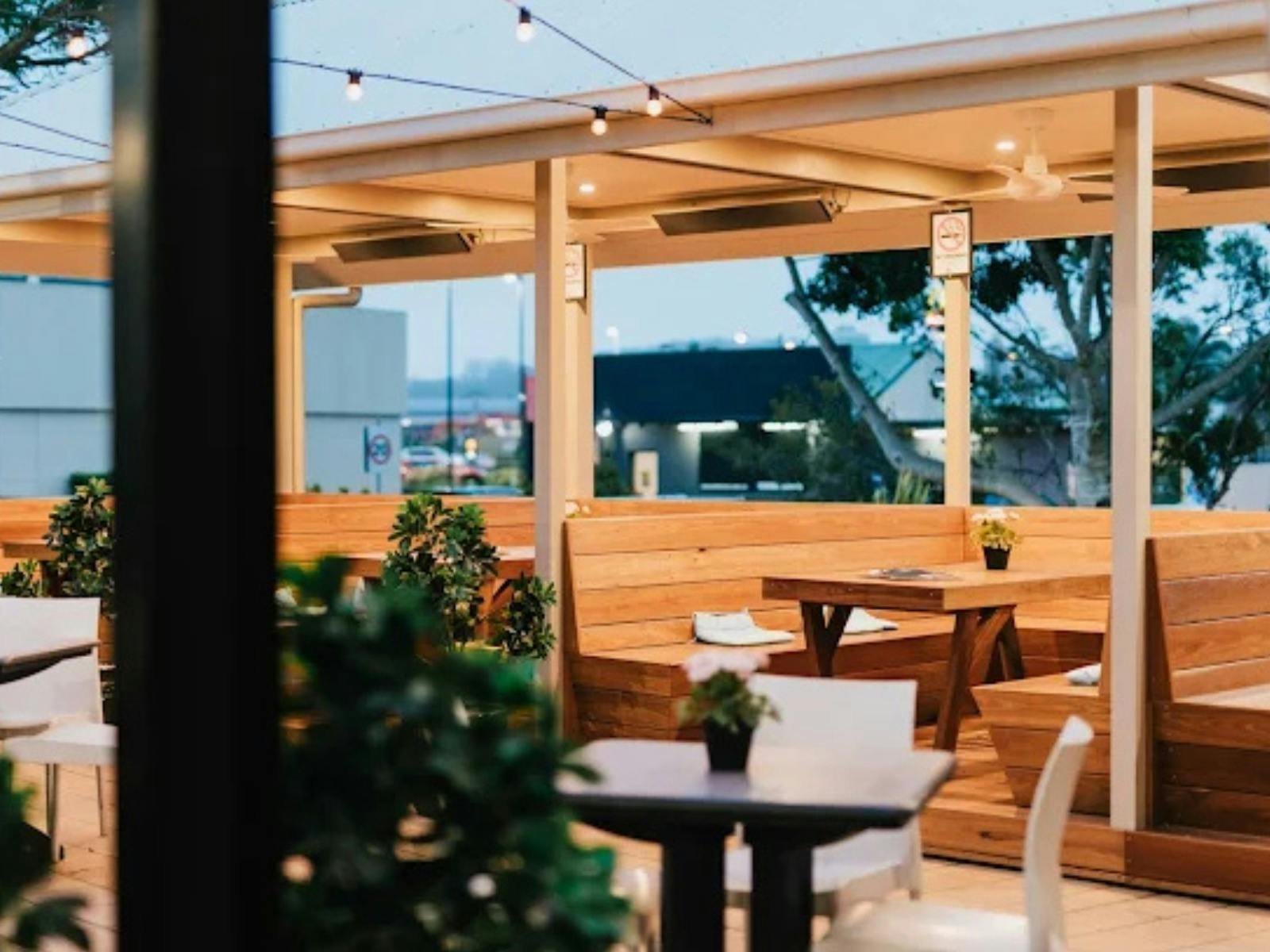 outdoor cabana area for seating to eat or drink