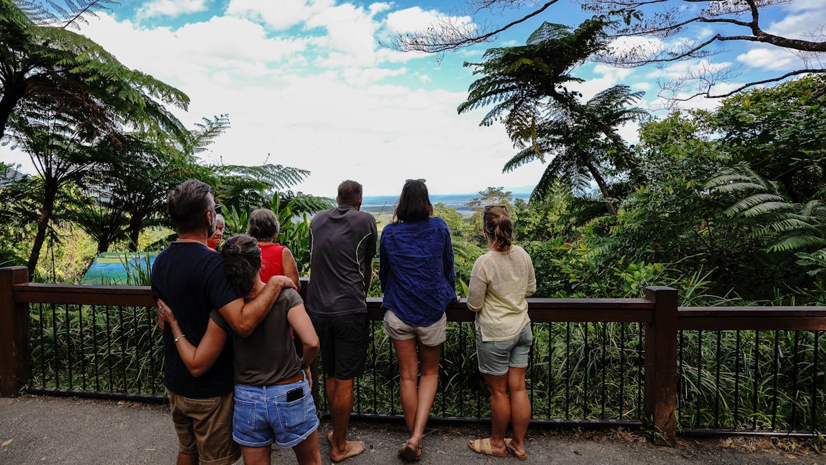 Guests enjoy view at Alexandra Lookout with Daintree Discovery Tours