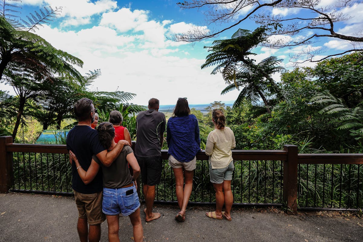 Guests enjoy view at Alexandra Lookout with Daintree Discovery Tours