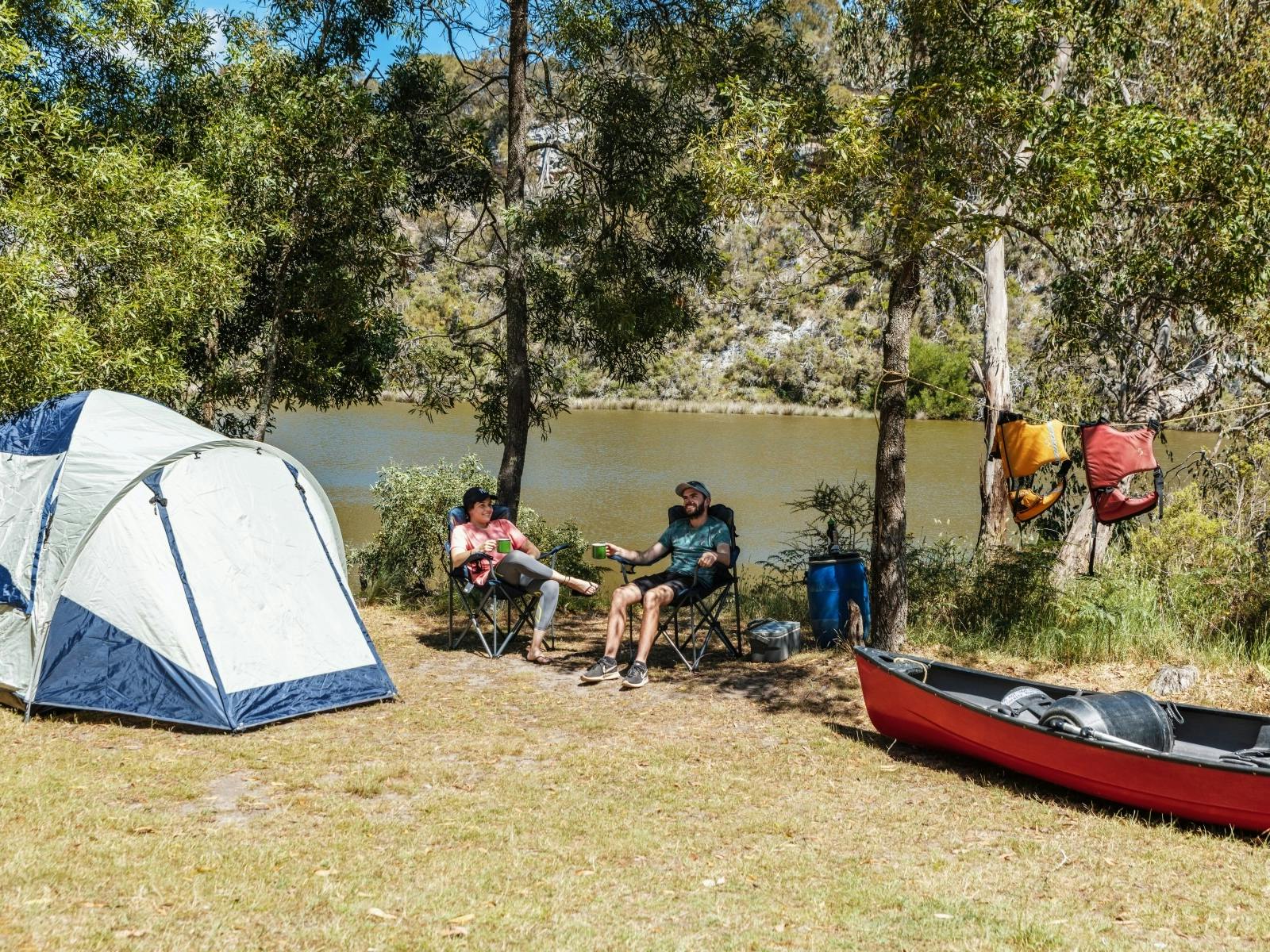 Tent and campers, by Glenelg River