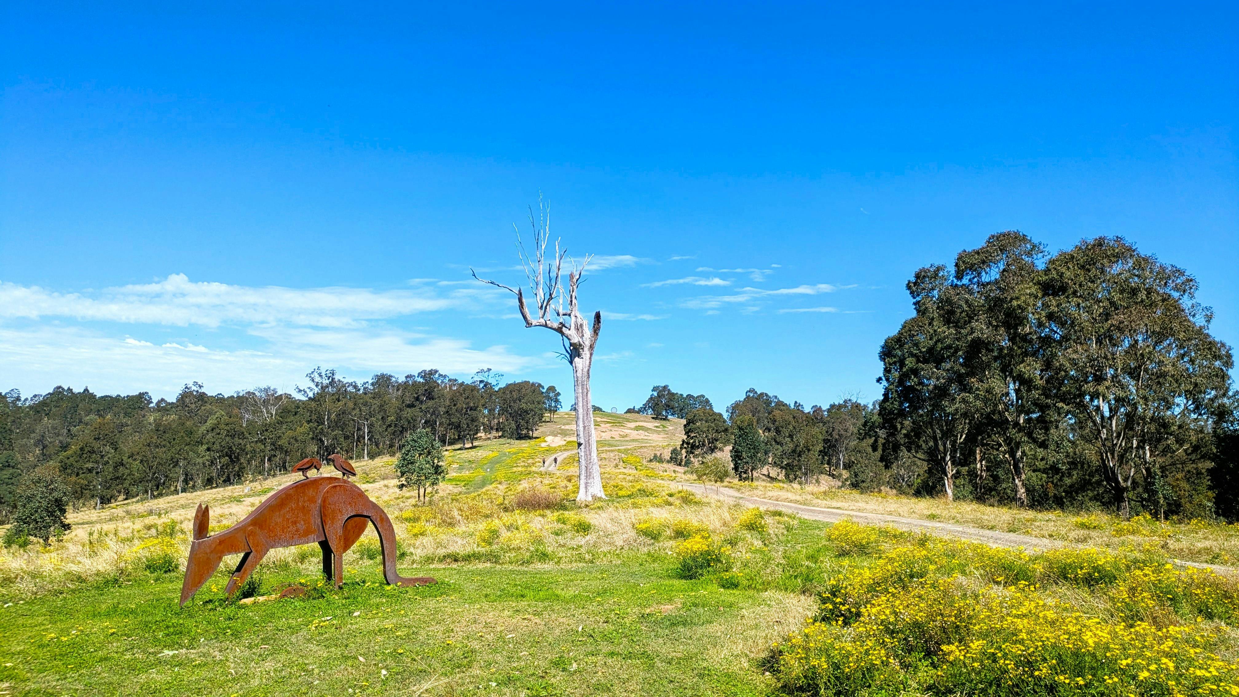 Collecting fur to line the nest 2 by Jimmy Rix, sculpture made of corten steel at Dungog Common