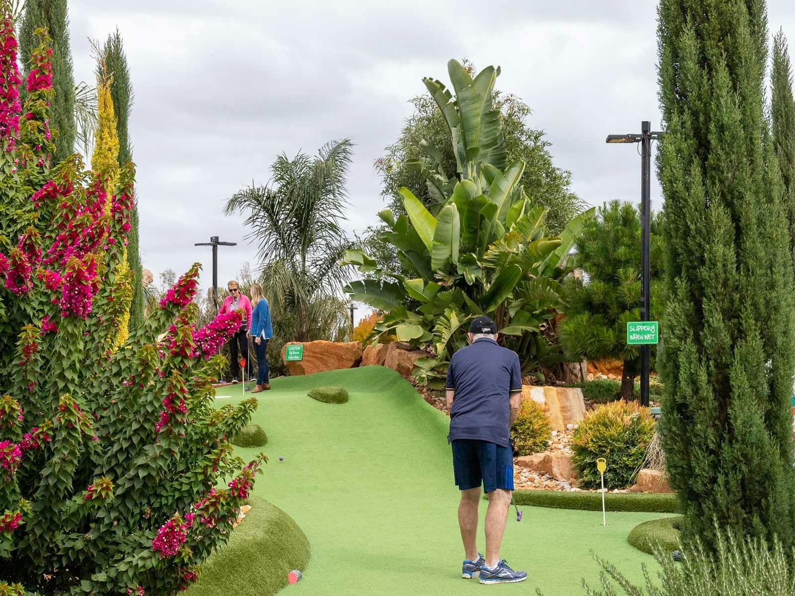 Loads of fun for all ages at The Berri Riverside Holiday Park Mini Golf Course