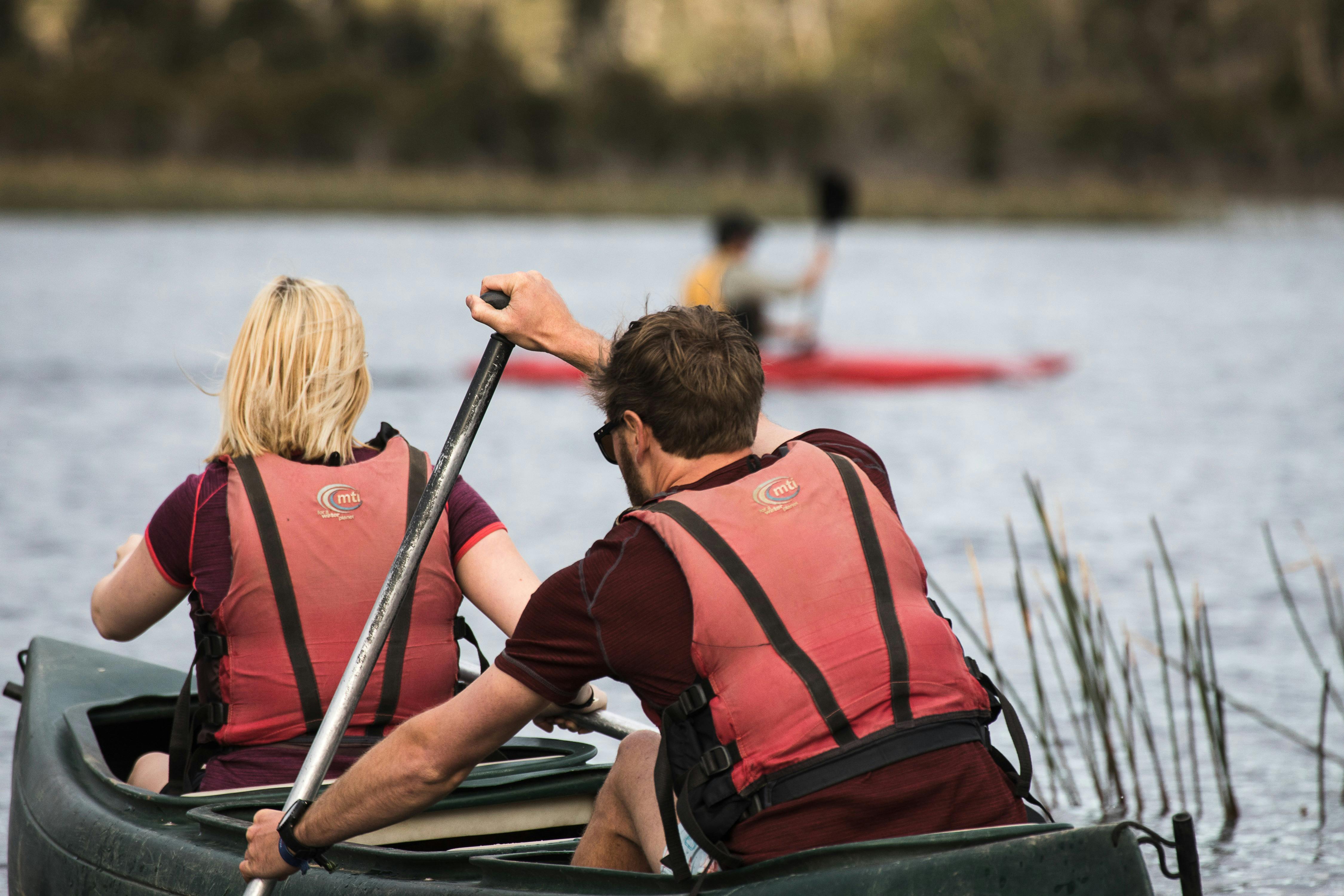 Canoe on tranquil lakes