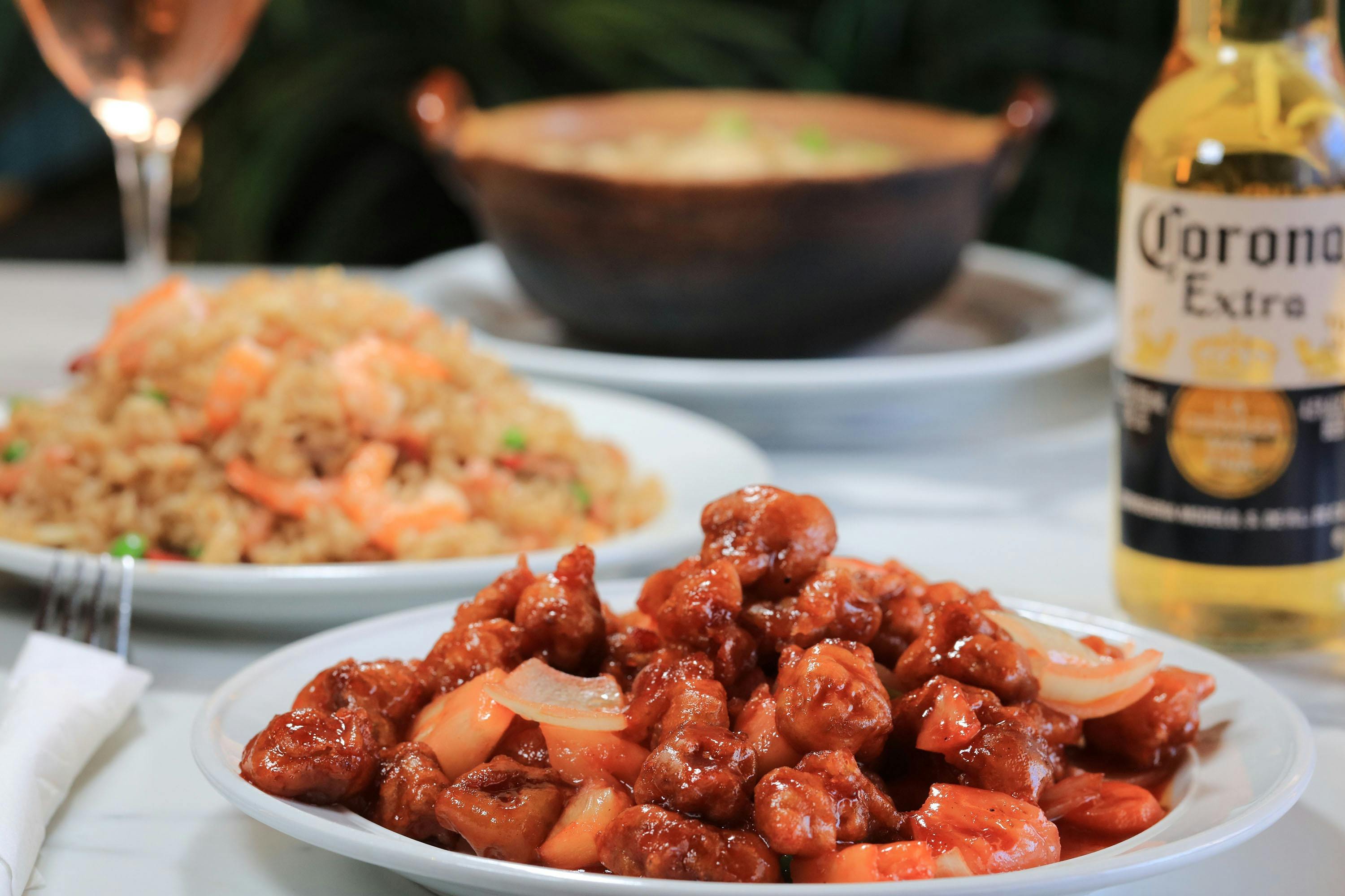 Sweet and Sour Pork a favourite  on the menu Tse's Chinese Maclean Bowling Club takeaway / dine in
