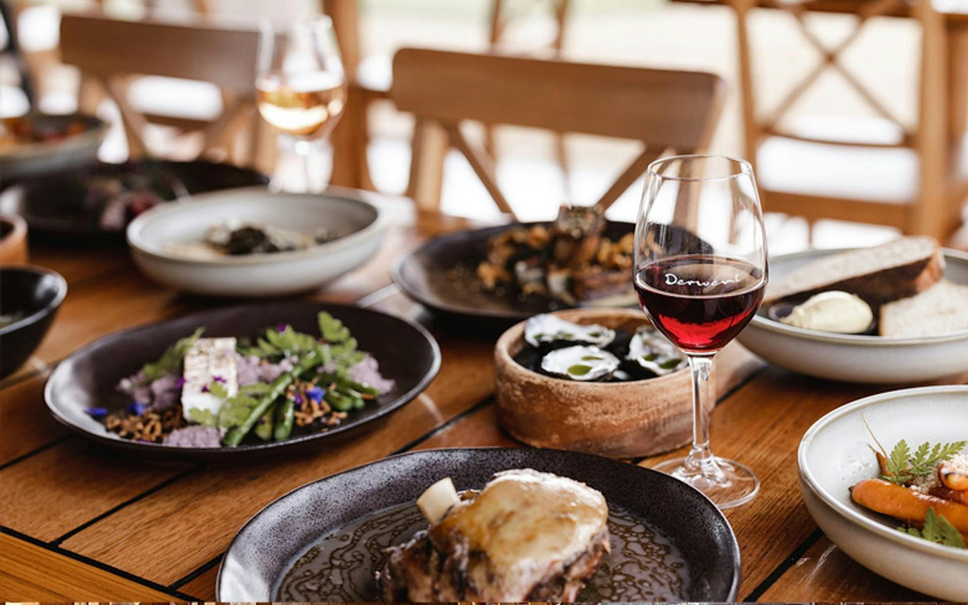 A seasonal lunch plate at The Shed restaurant, Derwent Estate Vineyard