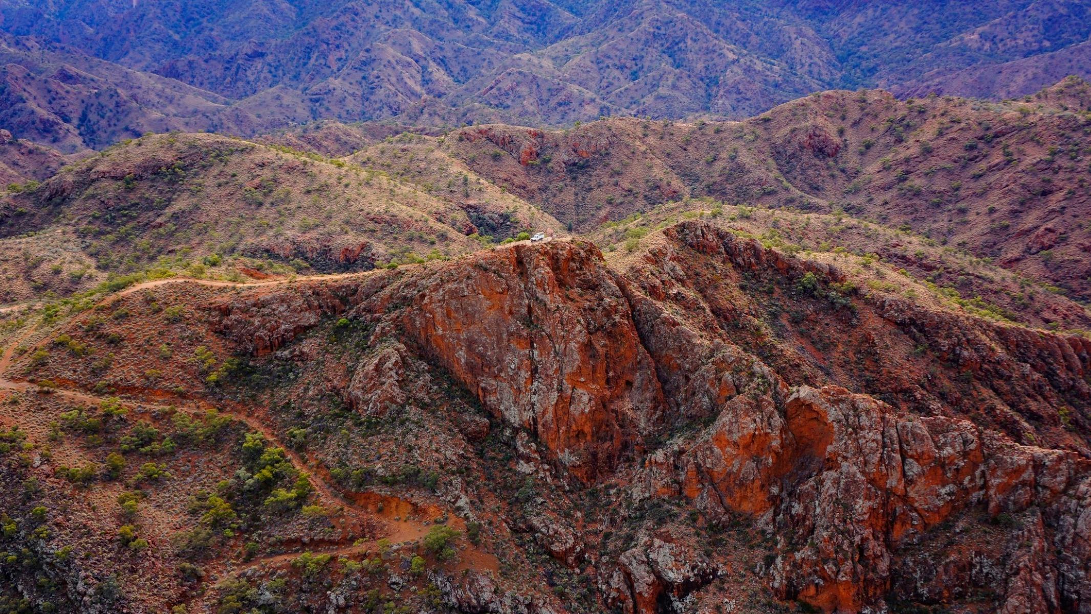 View of the Ridgetop with tour vehicle from the air