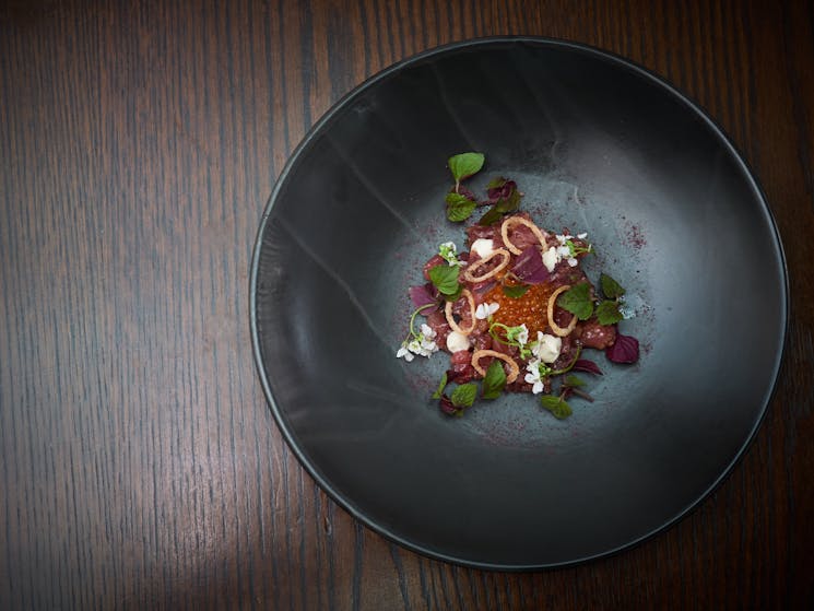 Raw tuna, ponzu, trout row, tuna mayo, shiso