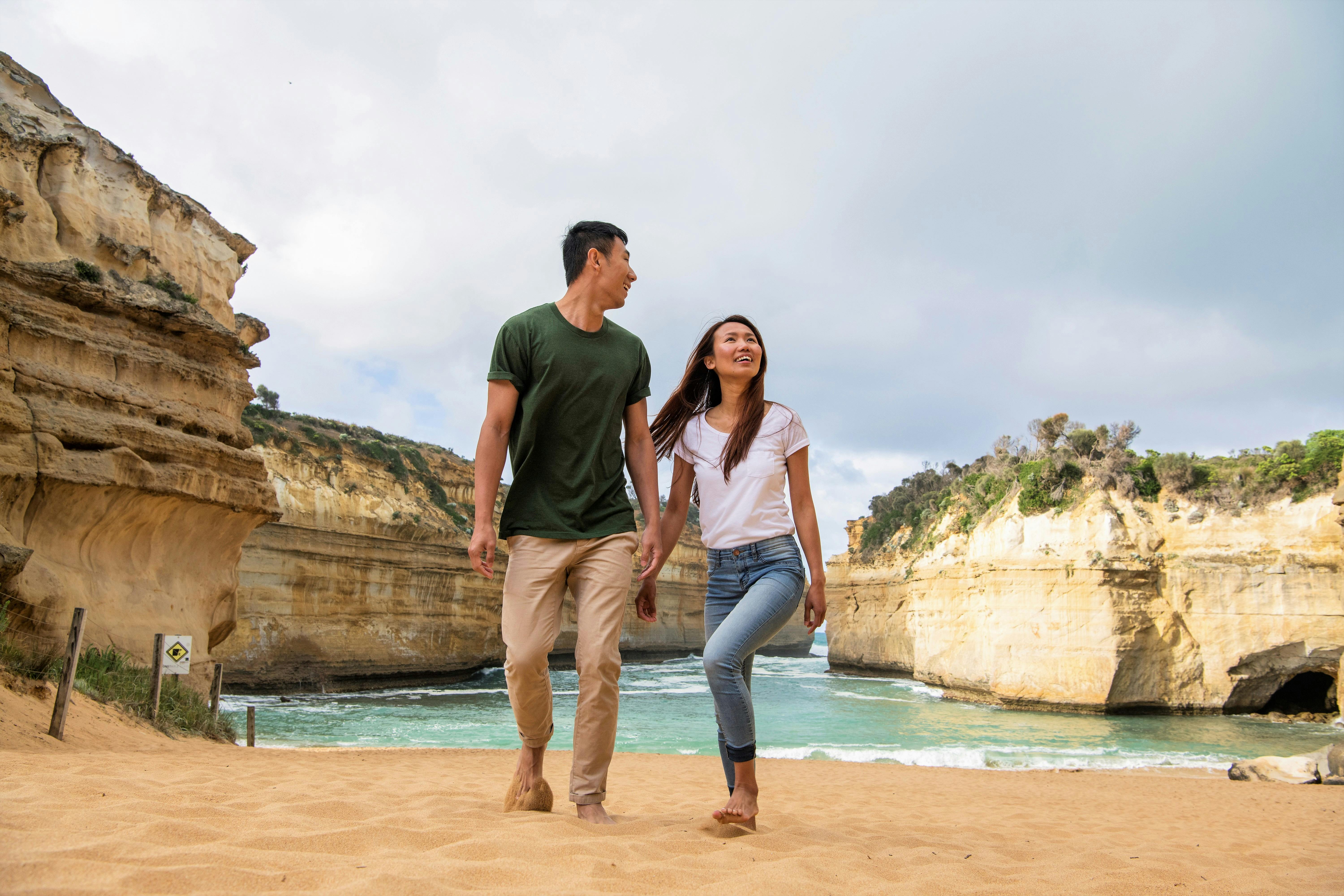 Couple walking on Loch Ard Gorge