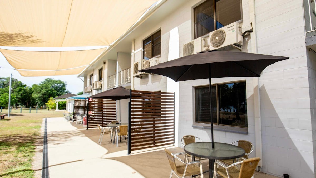Front of the Hotel Rooms at Dingo Beach Hotel,