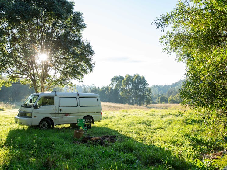 Morning sun over the camp