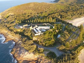 Aerial shot of Trial Bay Gaol in Arakoon National Park. Photo; Andrew Winter © OEH