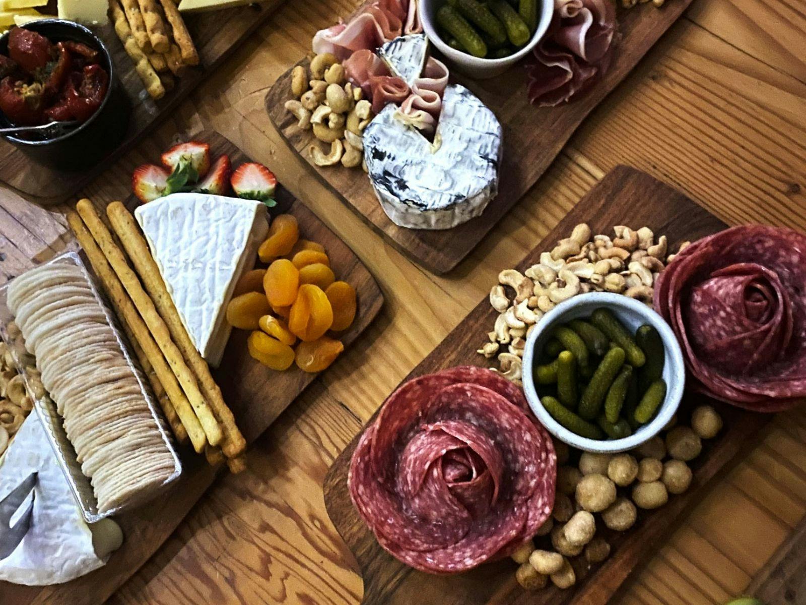 Charcuterie boards displayed on the table