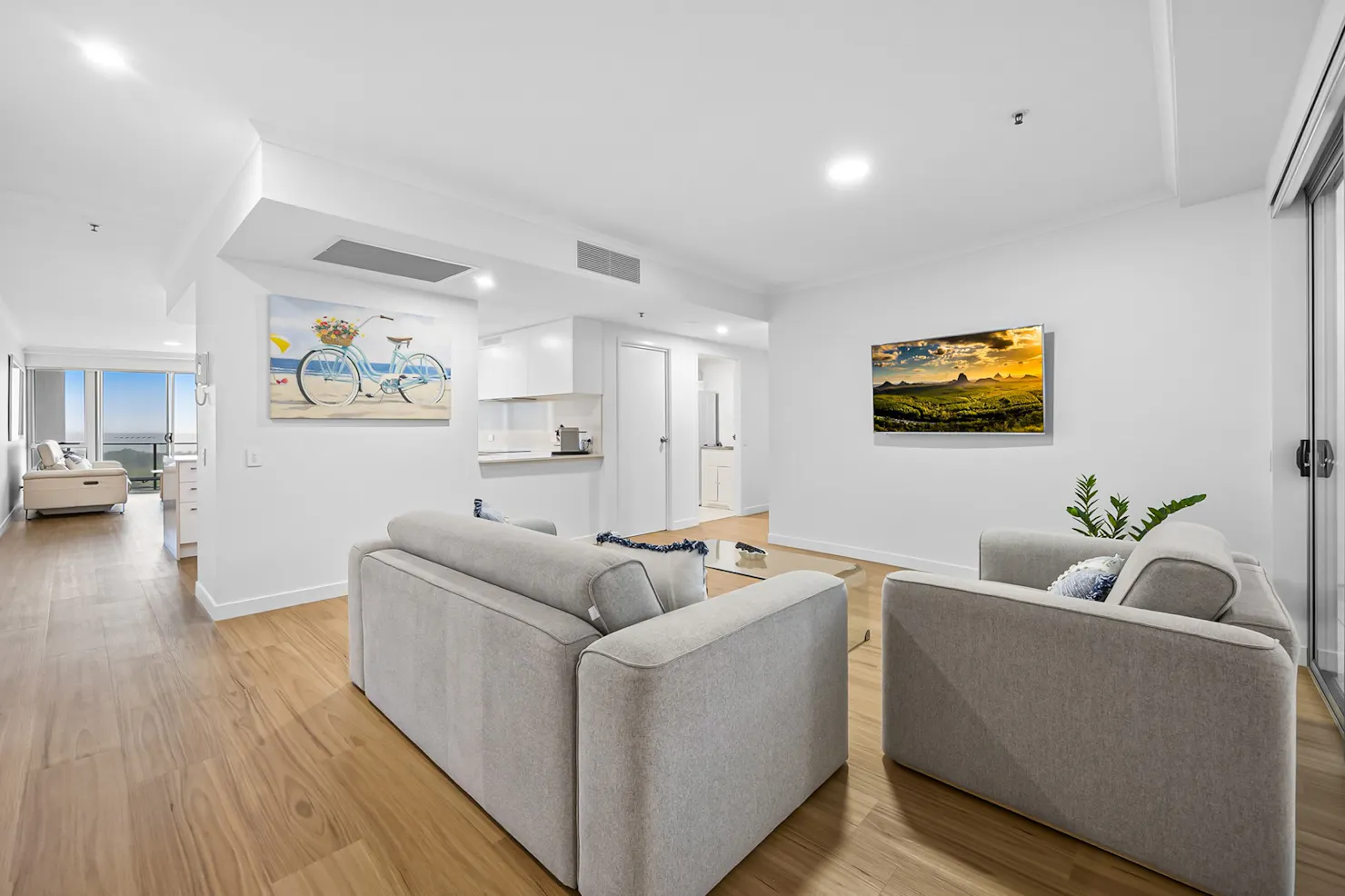 Living space for Waterfront Escape Premium 2 Bedroom Apartment on Maroochy River