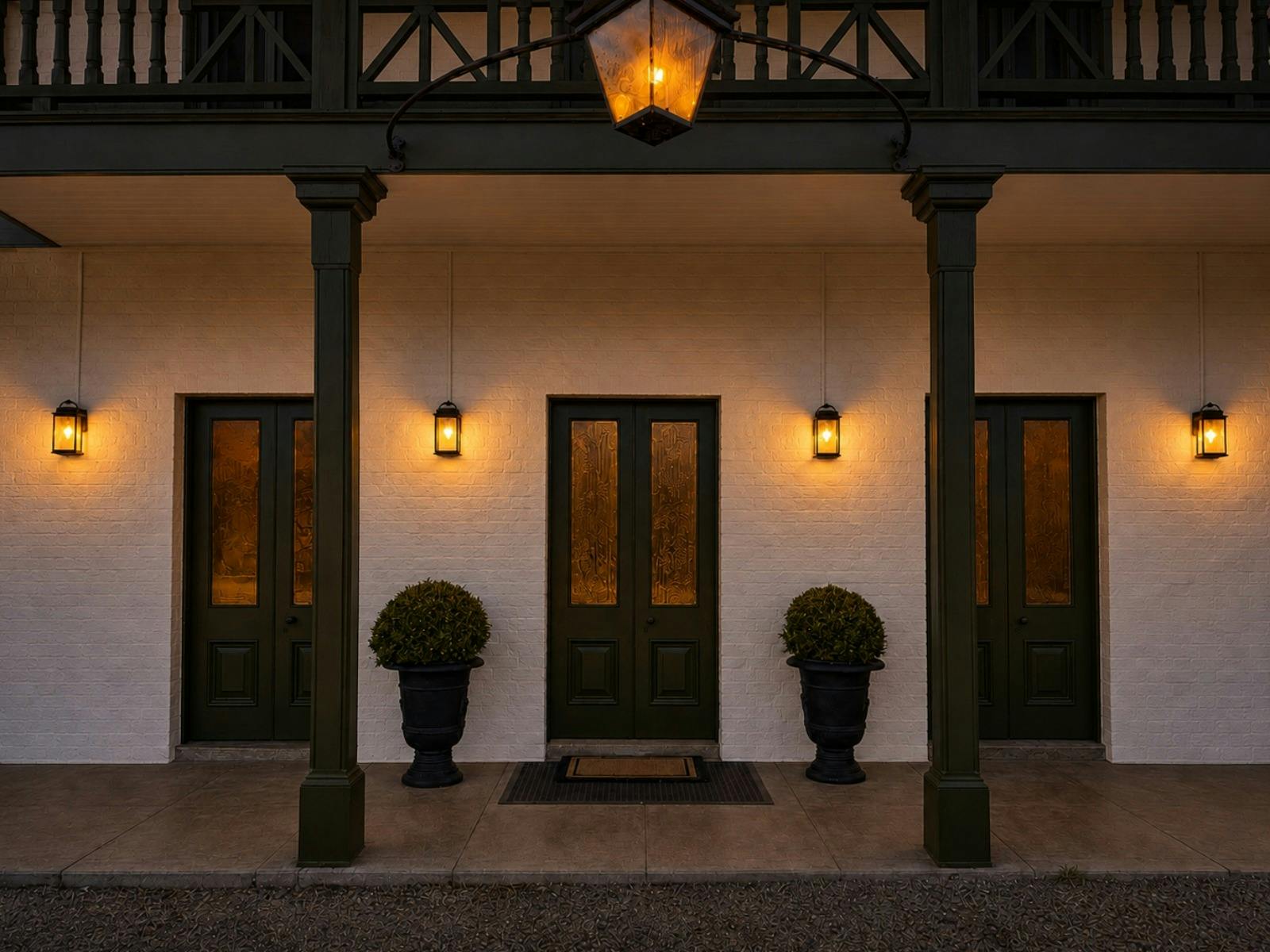 The Plough facade in the evening