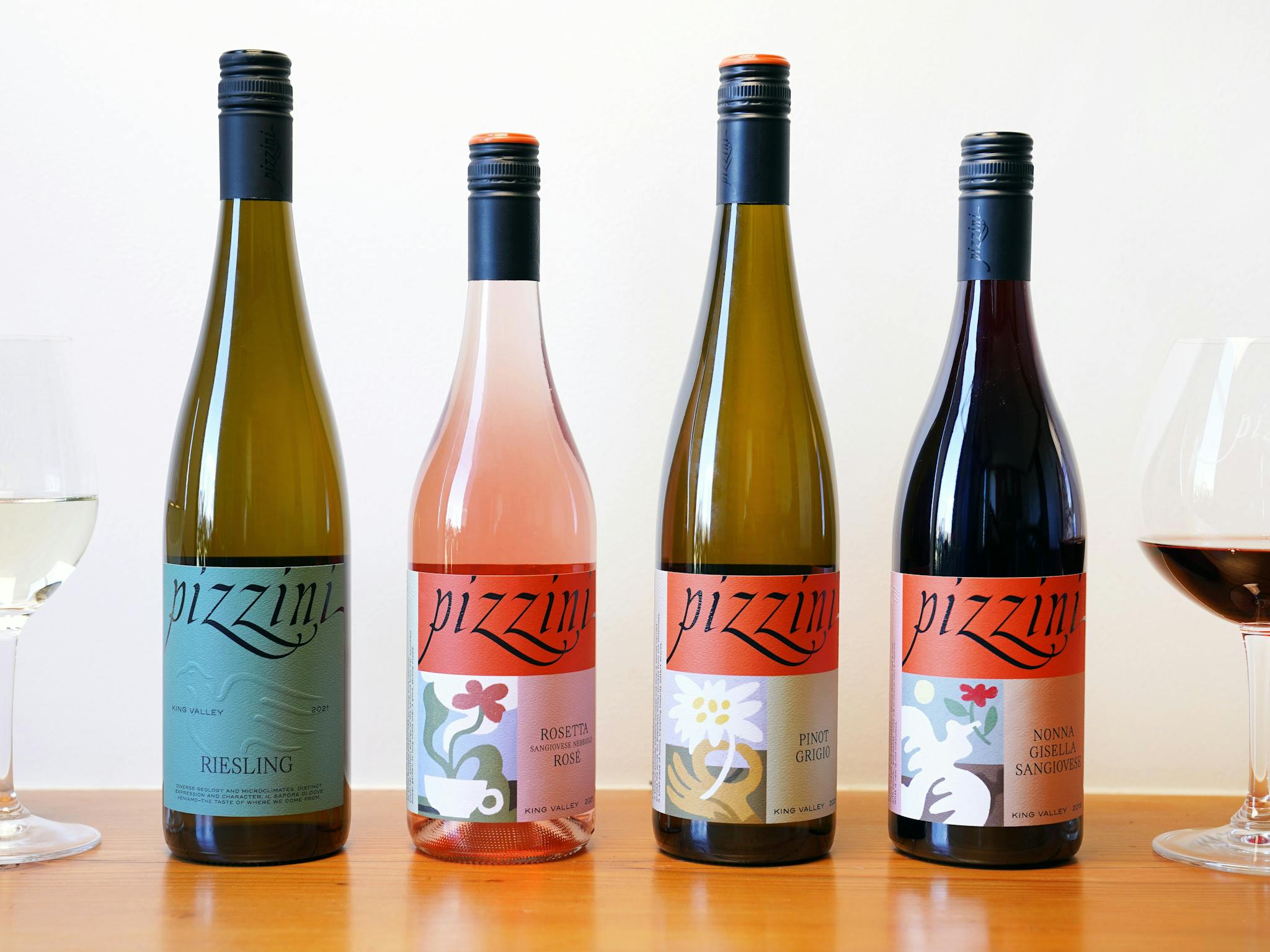 Pizzini wine bottles