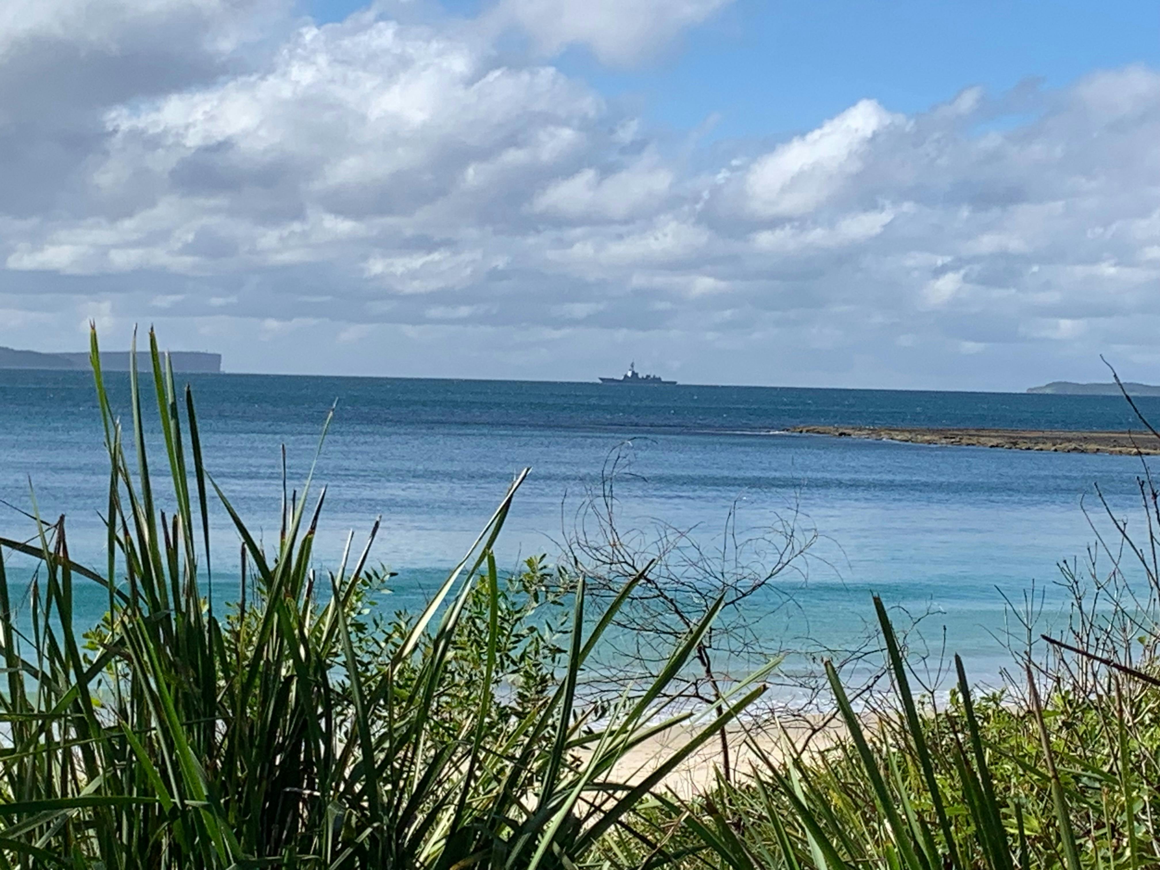 Huskisson Beach with Warship