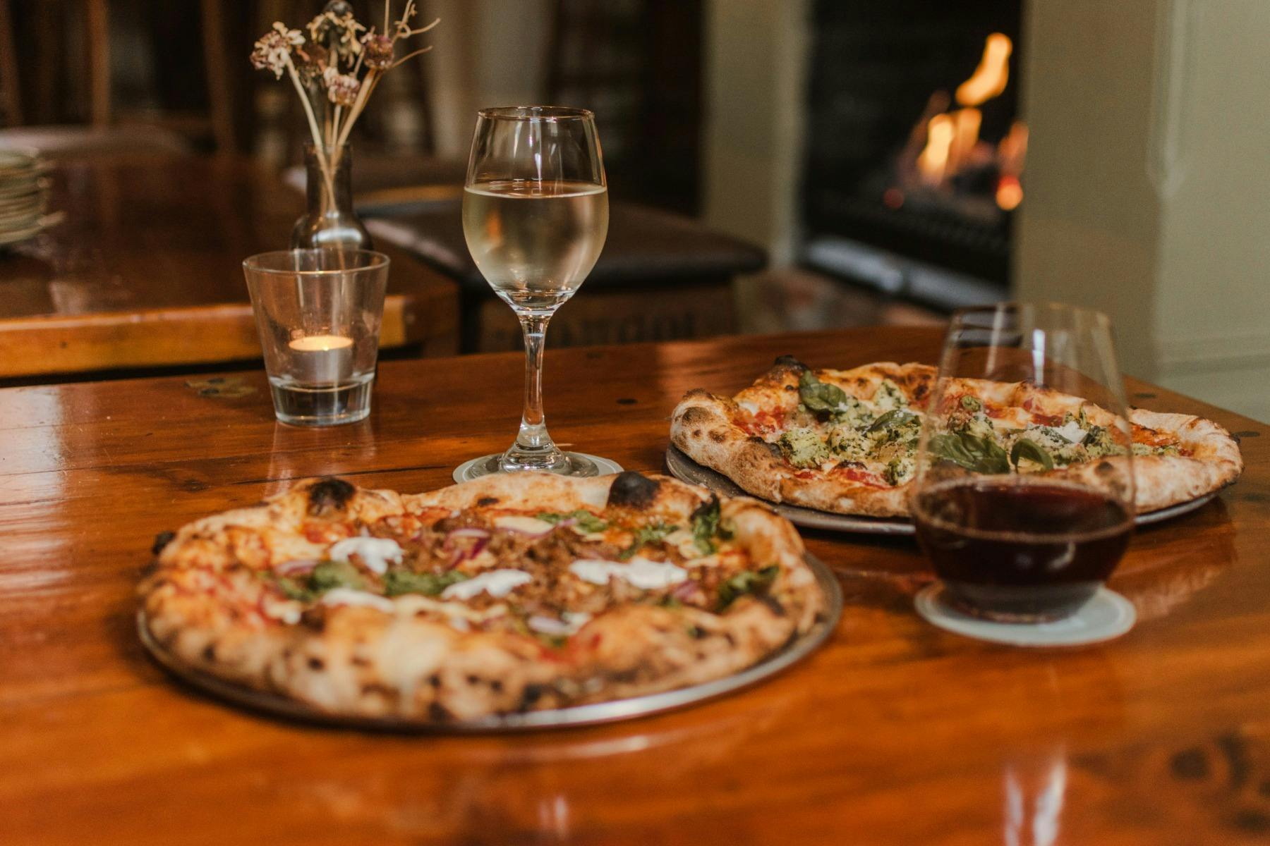 Pizza and wine dining