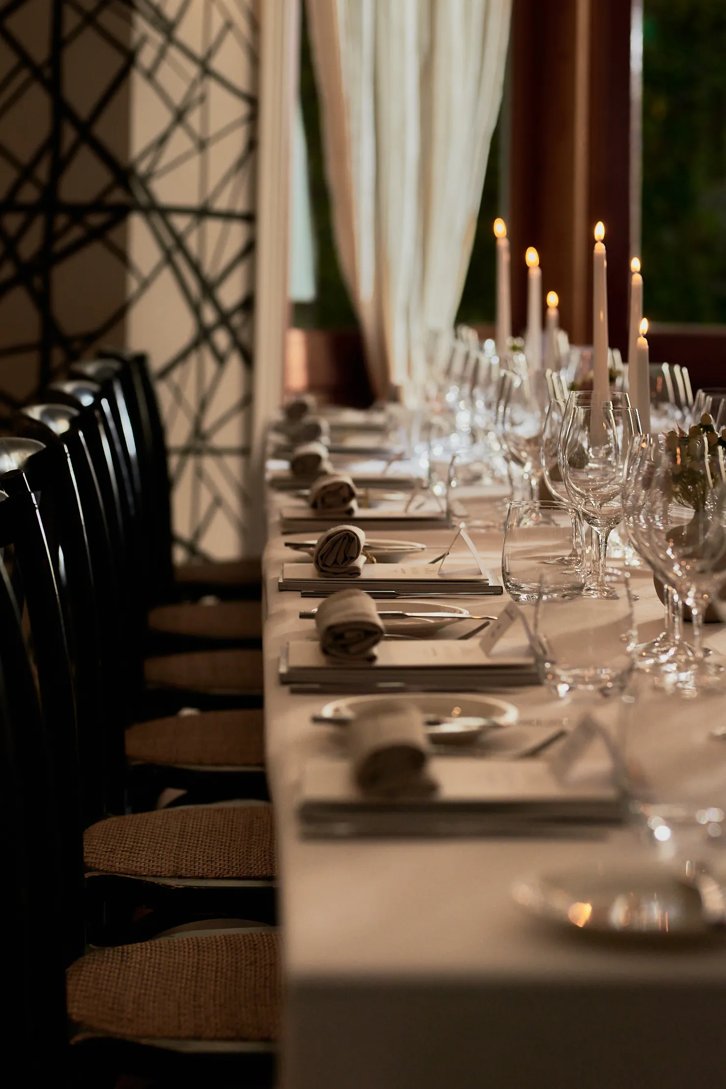 Beautiful, candlelit table setting