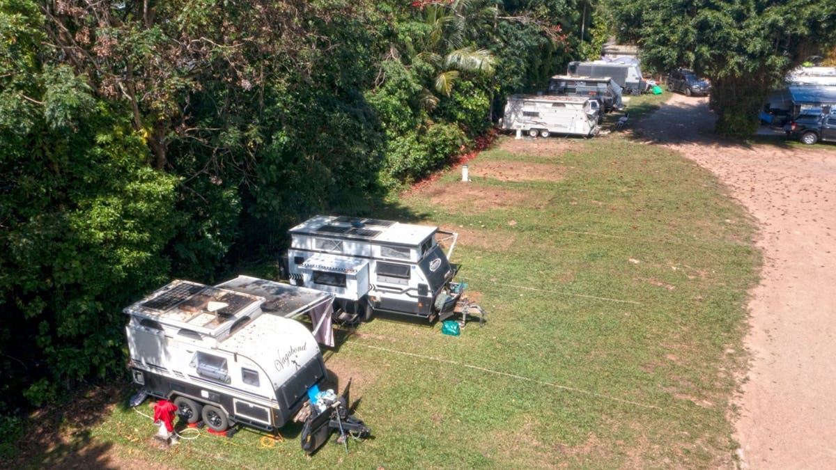 Grass sites for large caravans