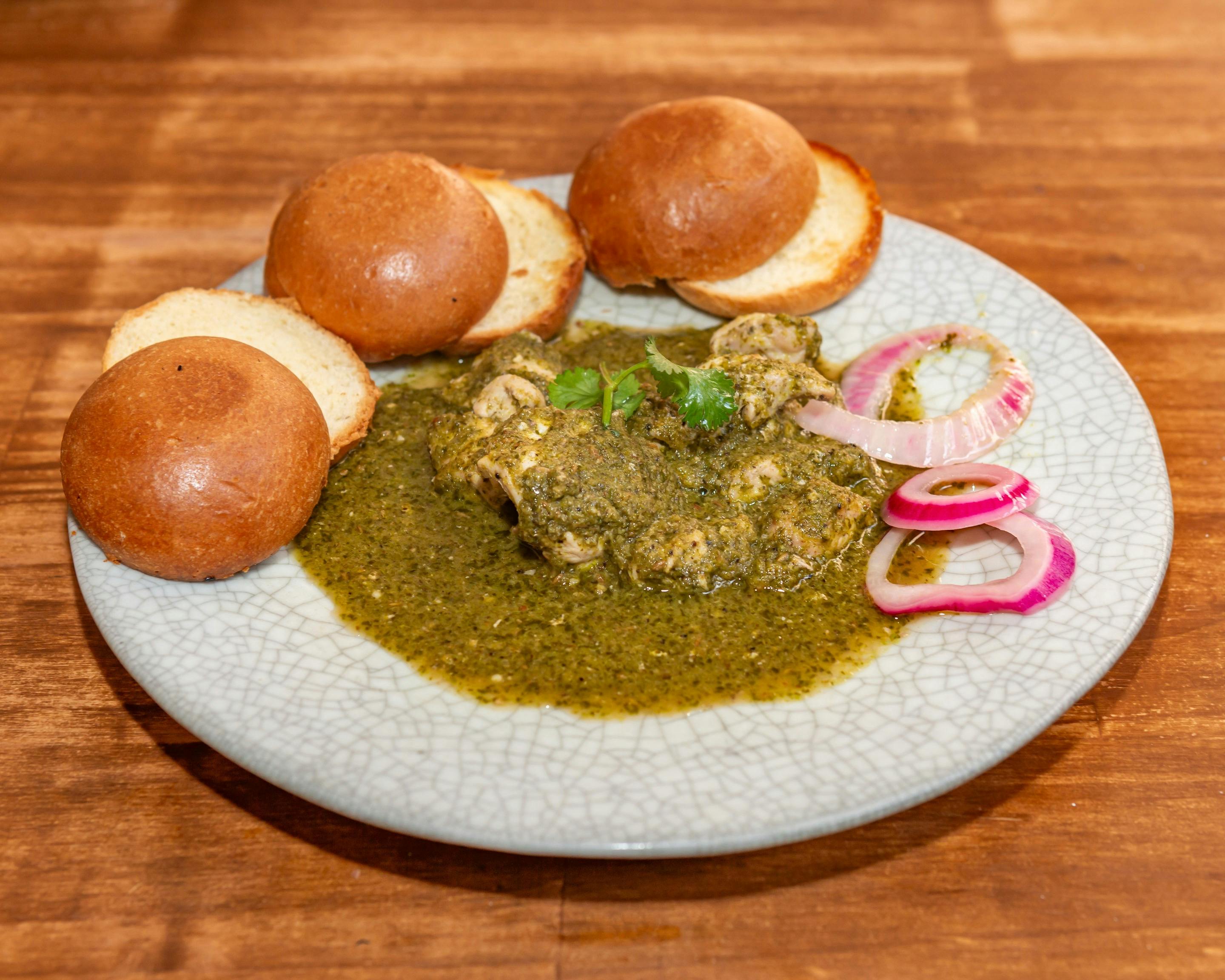 Bacardi & coriander infused chicken served with buns & pickled onion