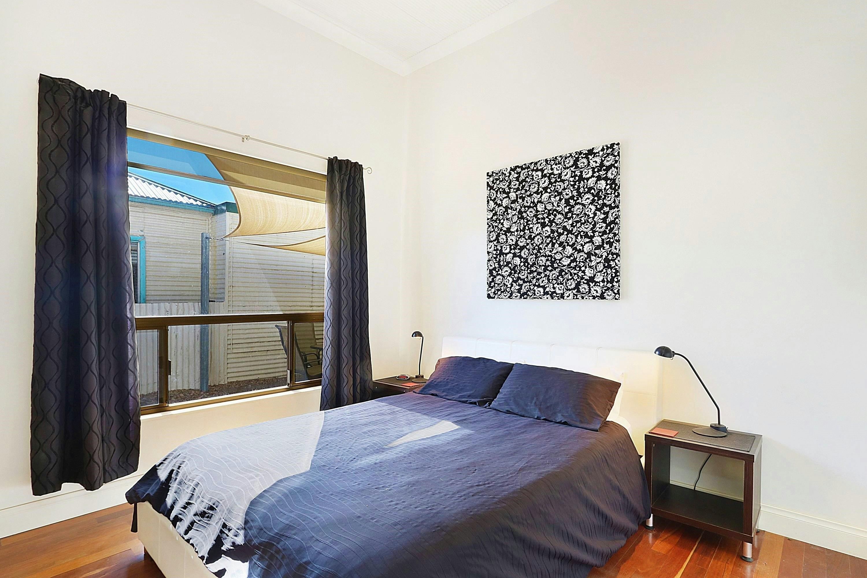 Queen bedroom, generously appointed with Egyptian cotton linen and pure wool doonas/blankets