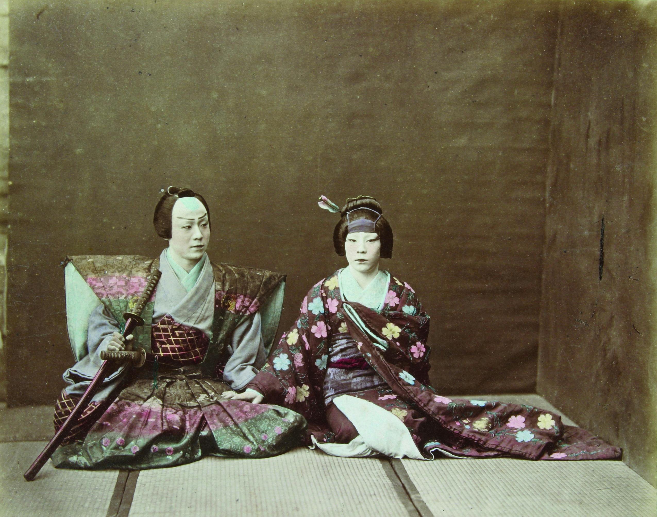 Felice Beato, Senior Official with his Wife, about 1870, albumen silver photograph, hand tinted