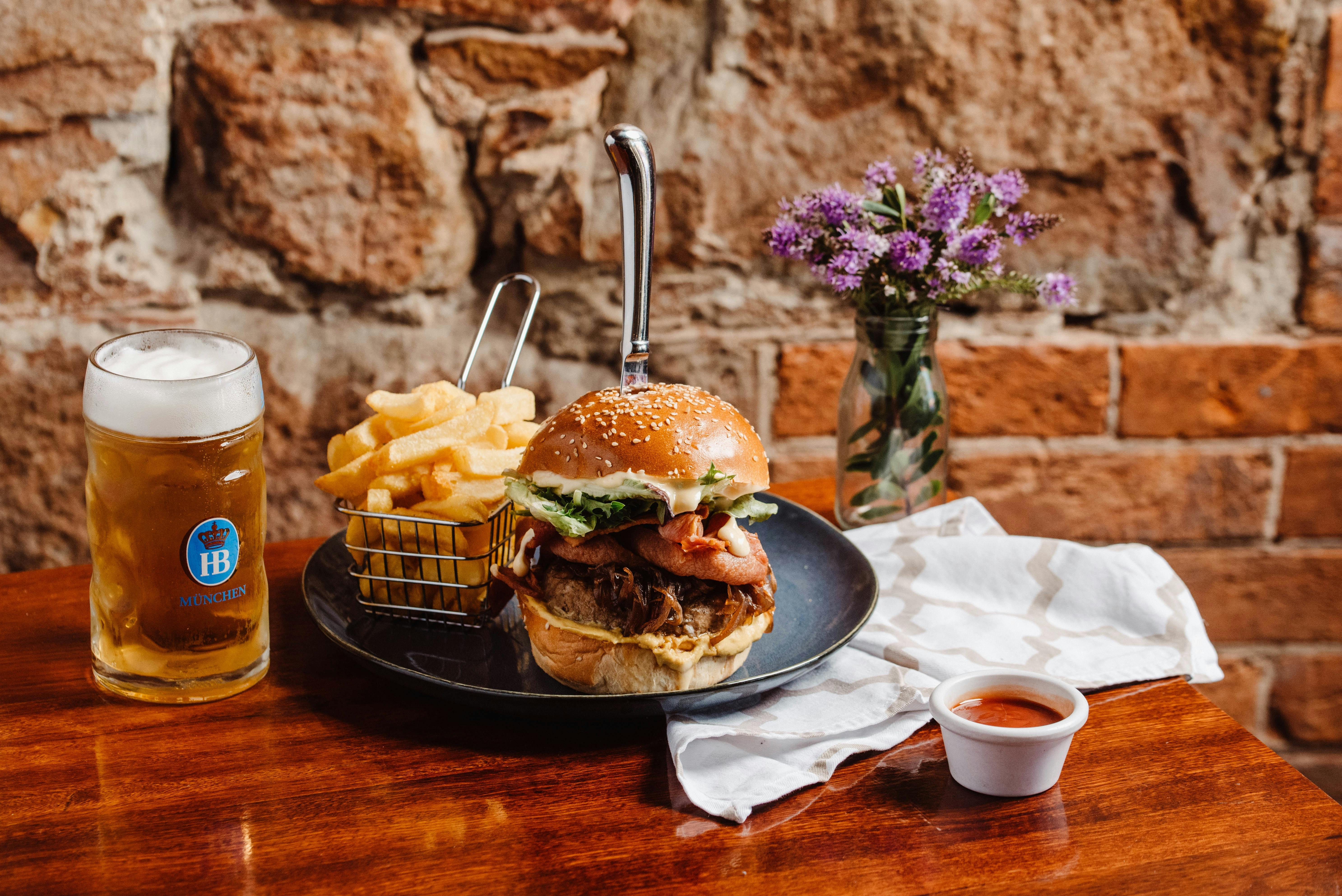 GA Beef Burger and a German Beer