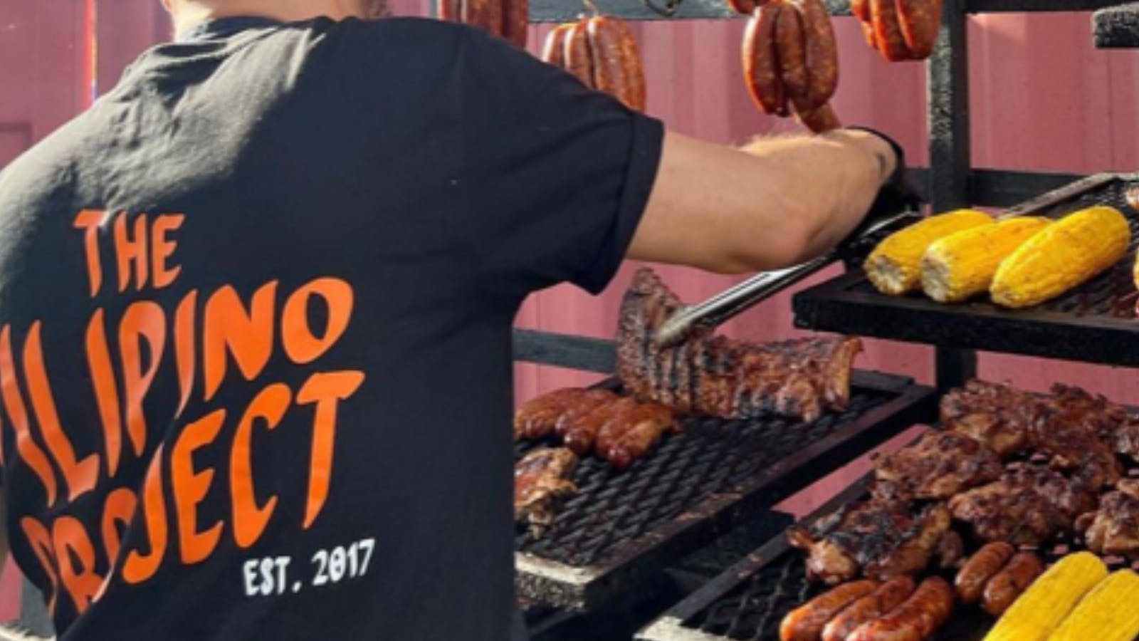 The Filipino Project on the grill cooking on fire