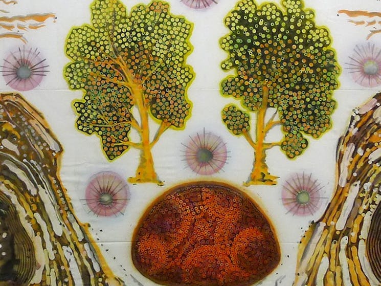 Alchemical World, 2020, ink and electronics on peace silk, 2.32x2.37cm